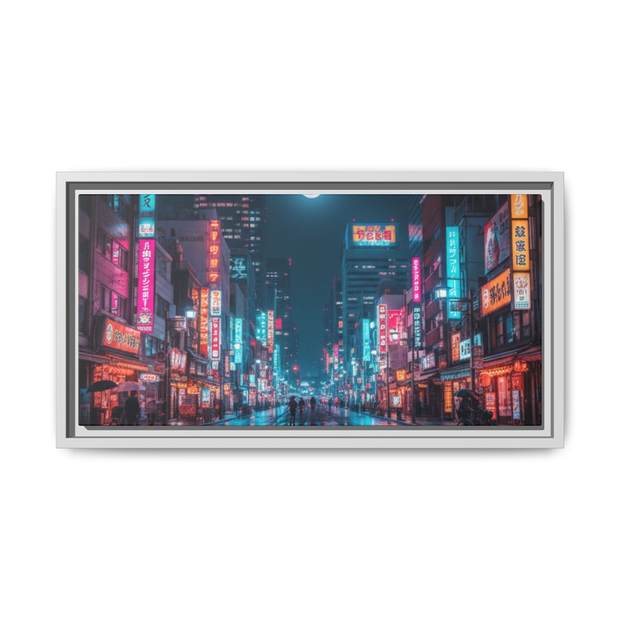 Japan Nightscape Canvas Framed Print
