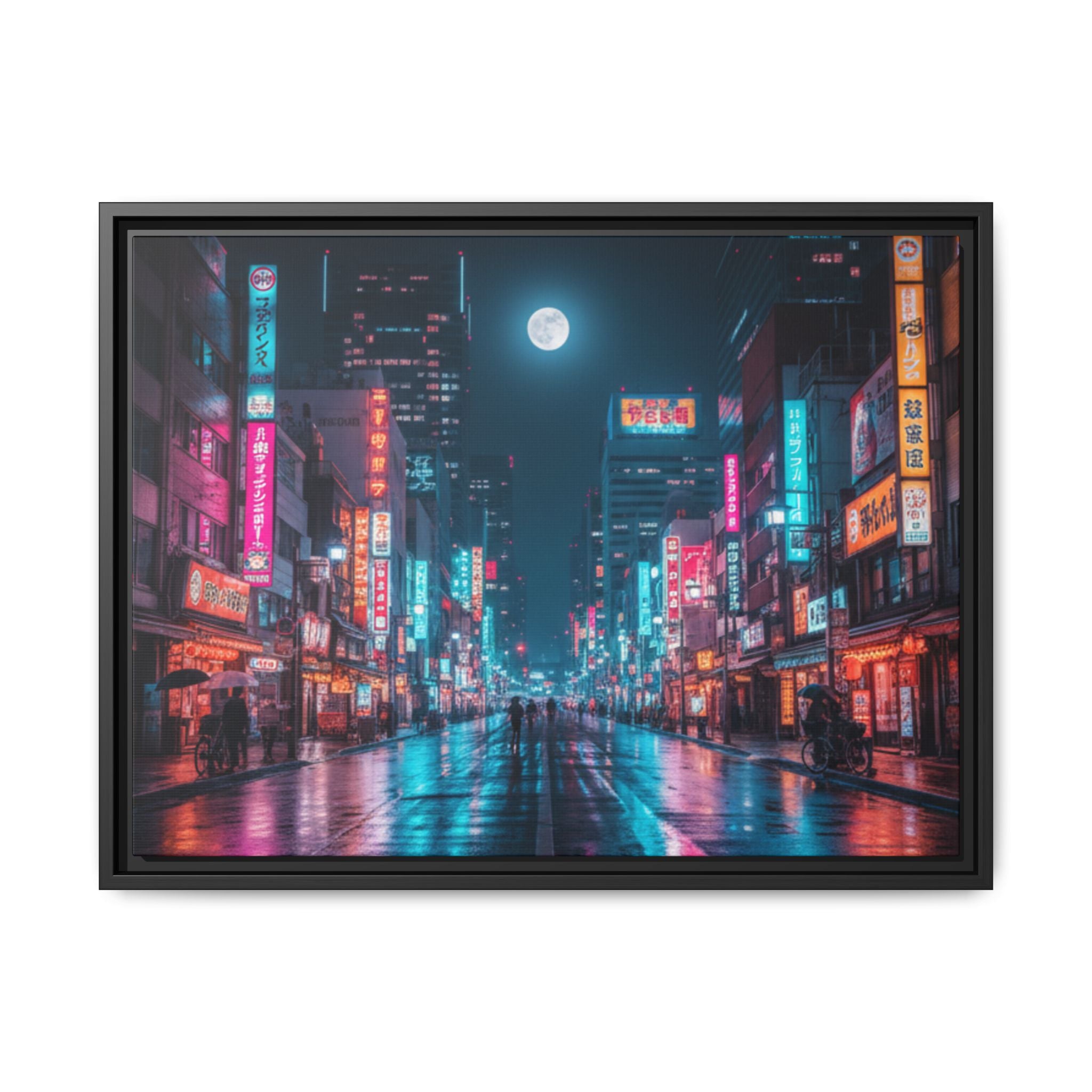Japan Nightscape Canvas Framed Print