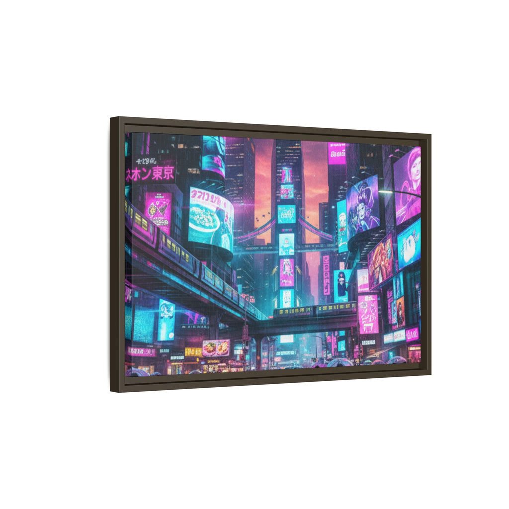 Bright Future Cityscape Vibrant Wall Art  — Framed Cyberpunk Wall Art