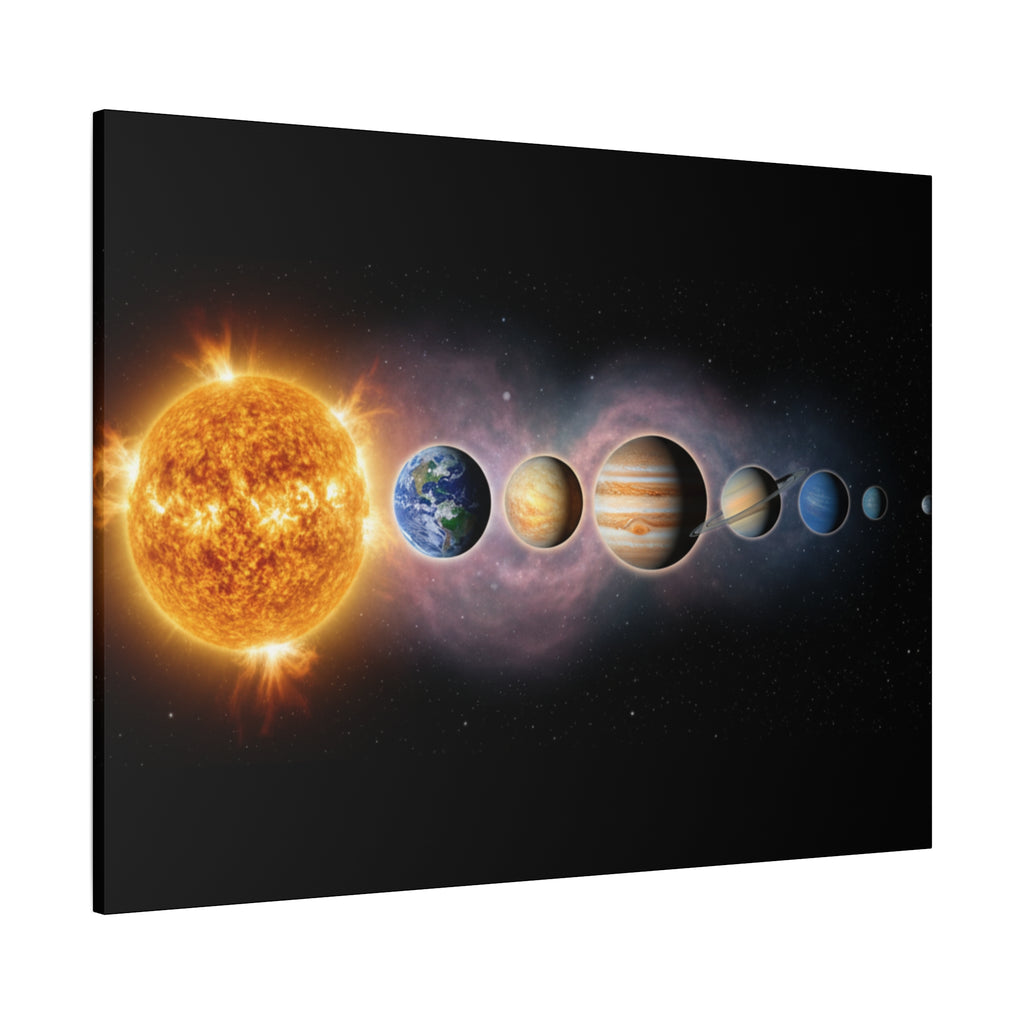 Stunning Solar System Art — Planet Lineup Matte Stretched Wall Art