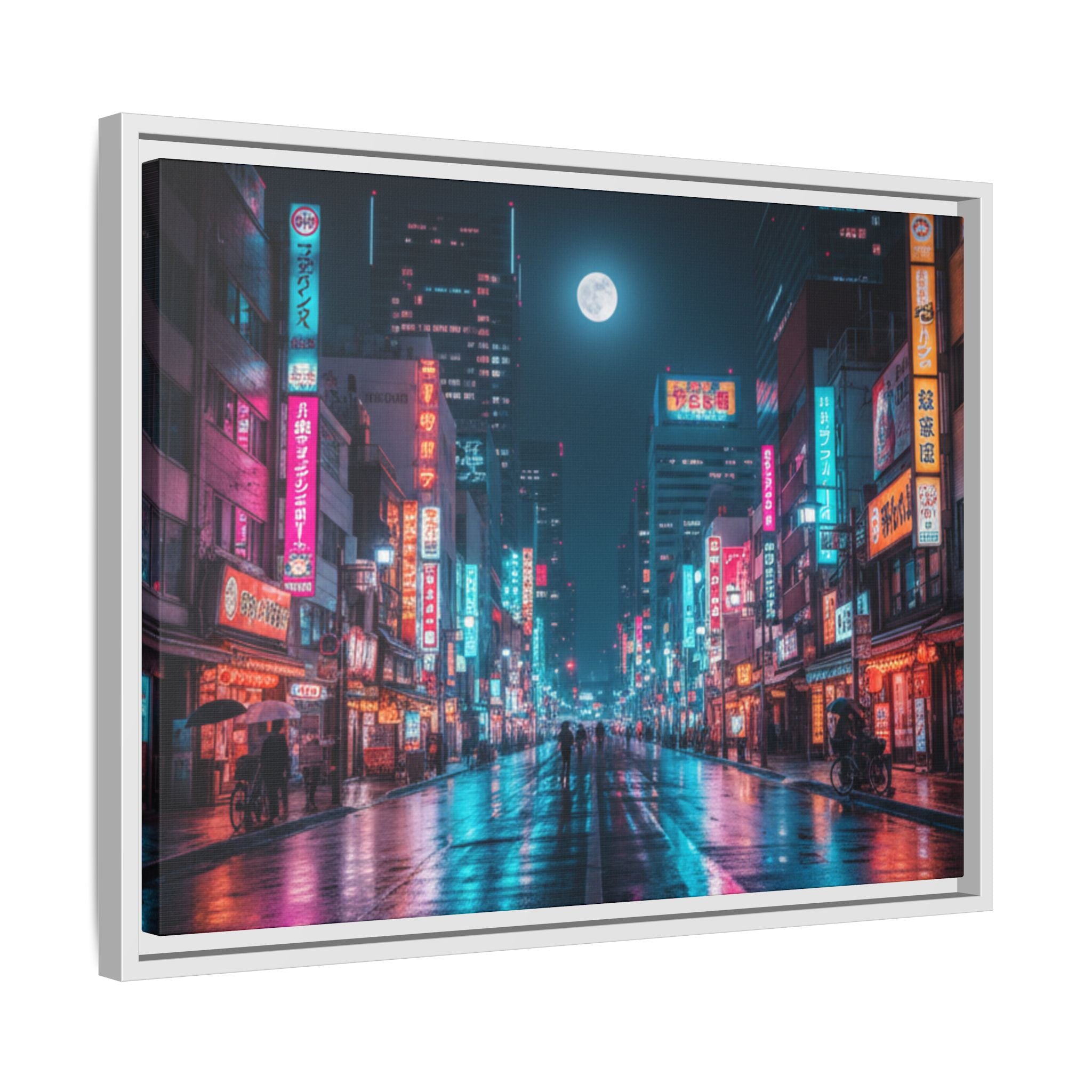 Japan Nightscape Canvas Framed Print