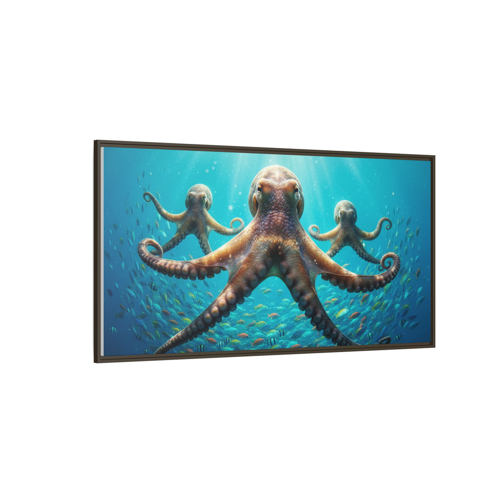 Framed Octopus Art Print — Vibrant Underwater Canvas Wall Decor
