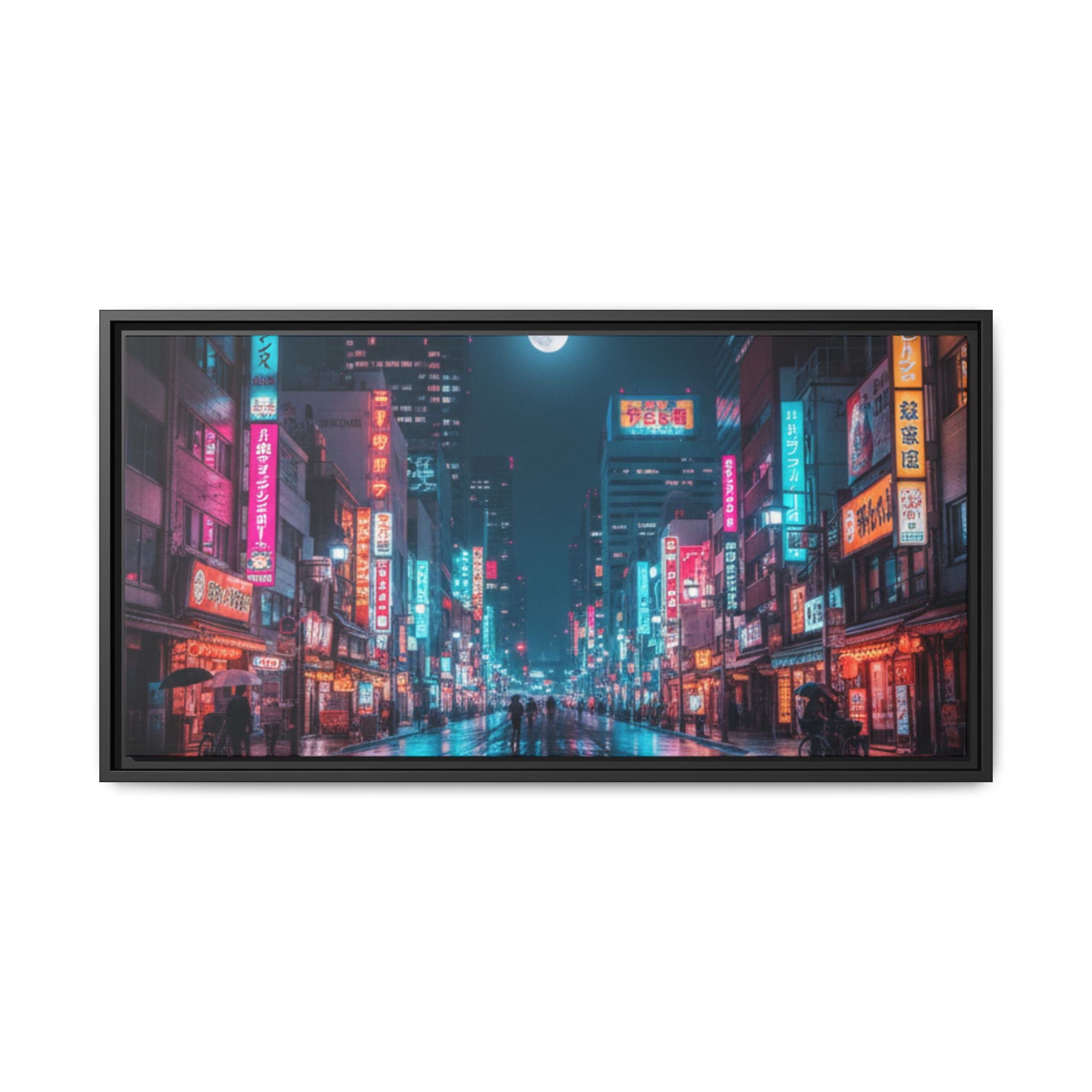 Japan Nightscape Canvas Framed Print