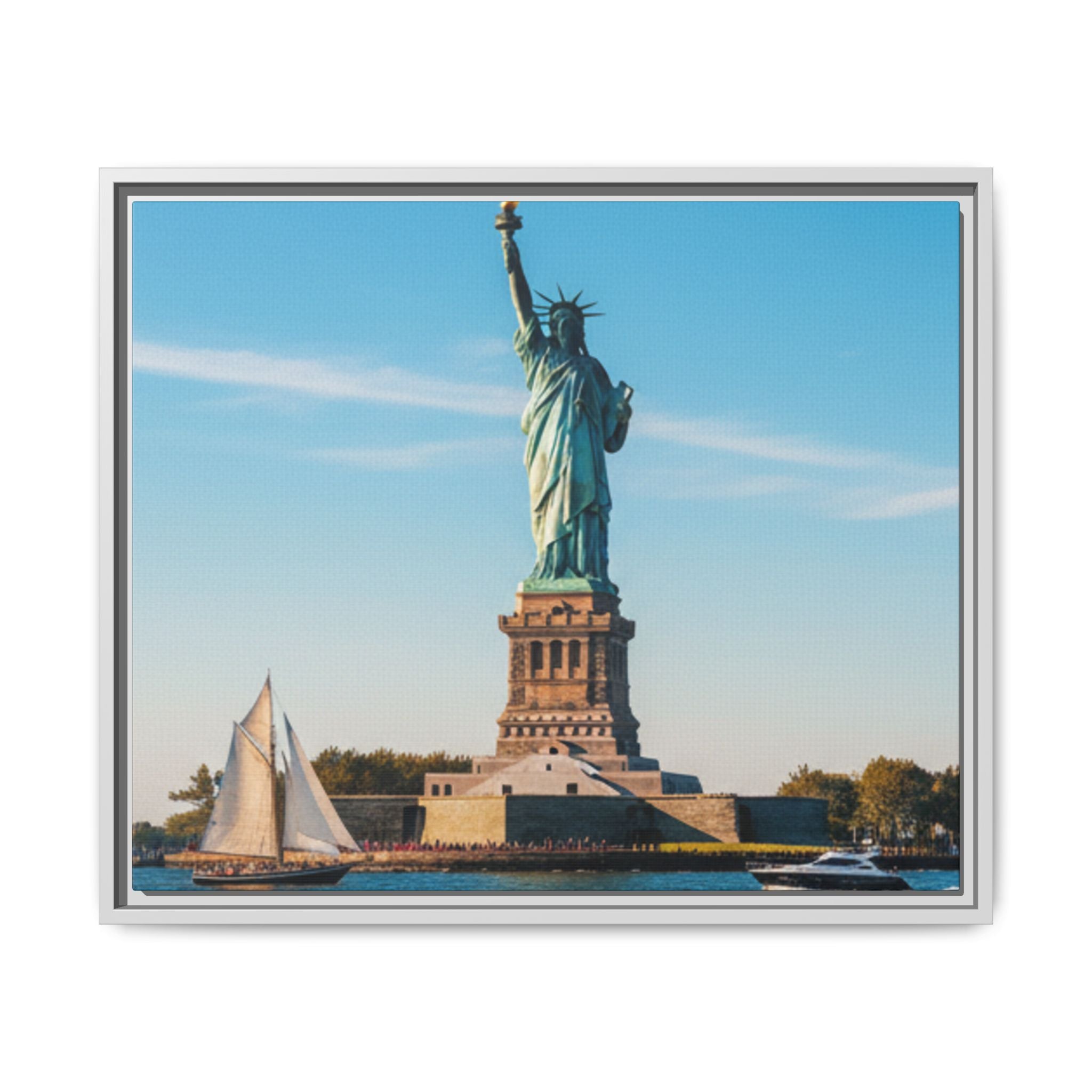 Statue of Liberty Matte Framed Canvas Print — New York City Landmark Wall Art
