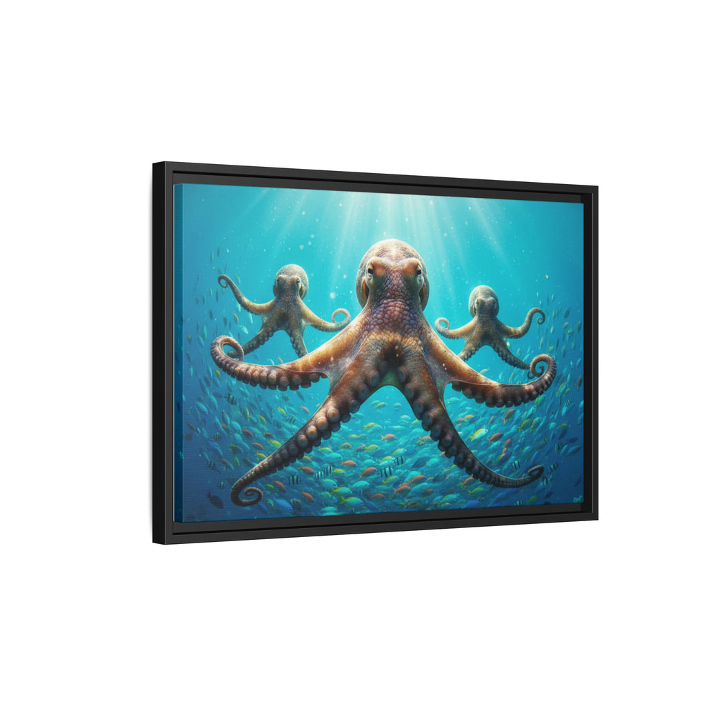 Framed Octopus Art Print — Vibrant Underwater Canvas Wall Decor