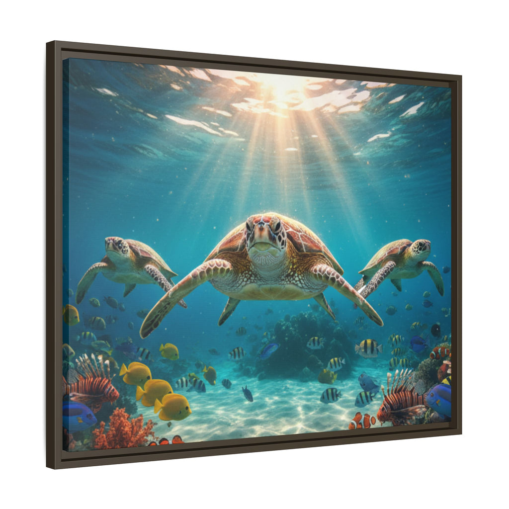 Sea Turtle Ocean Art — Framed Matte Canvas Wall Art