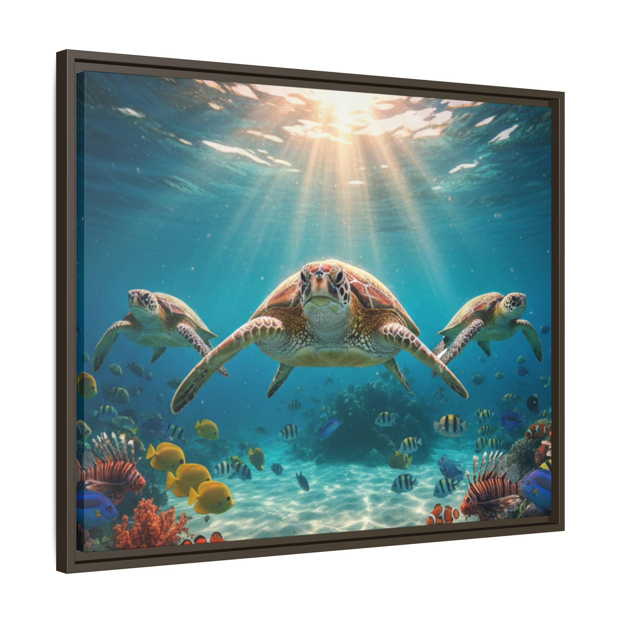Sea Turtle Ocean Art — Framed Matte Canvas Wall Art