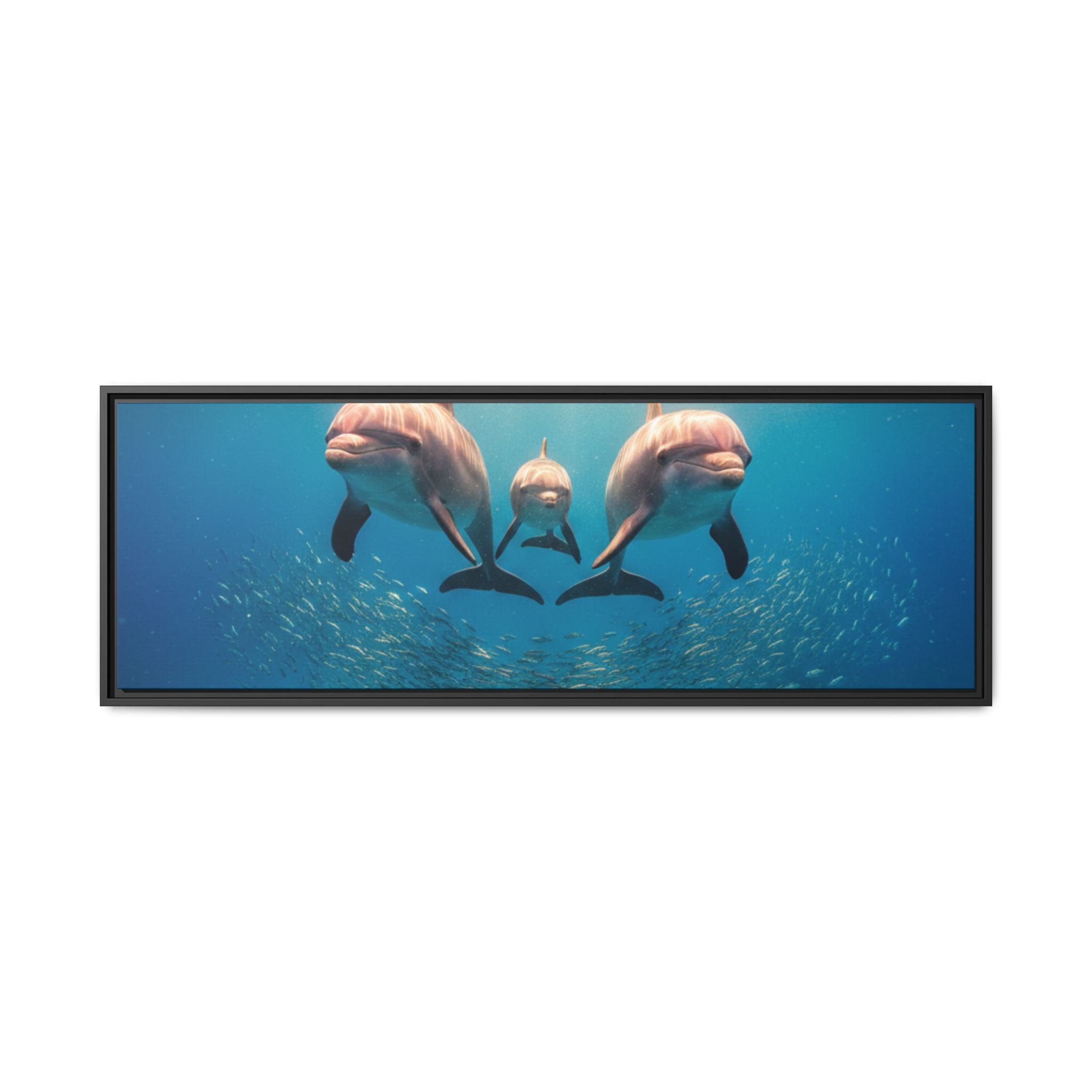 Framed Dolphin Canvas Print — Matte Ocean Wall Art