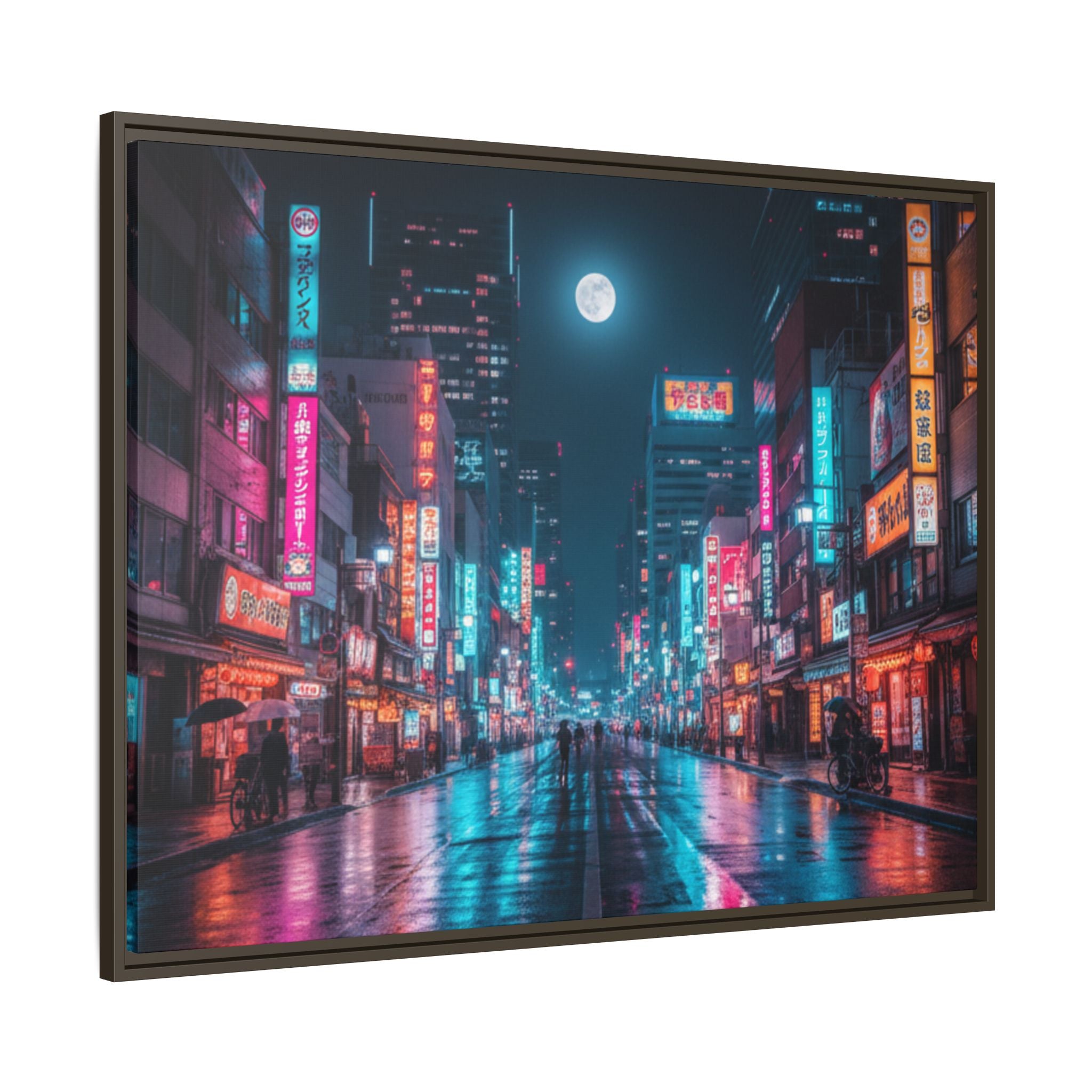 Japan Nightscape Canvas Framed Print