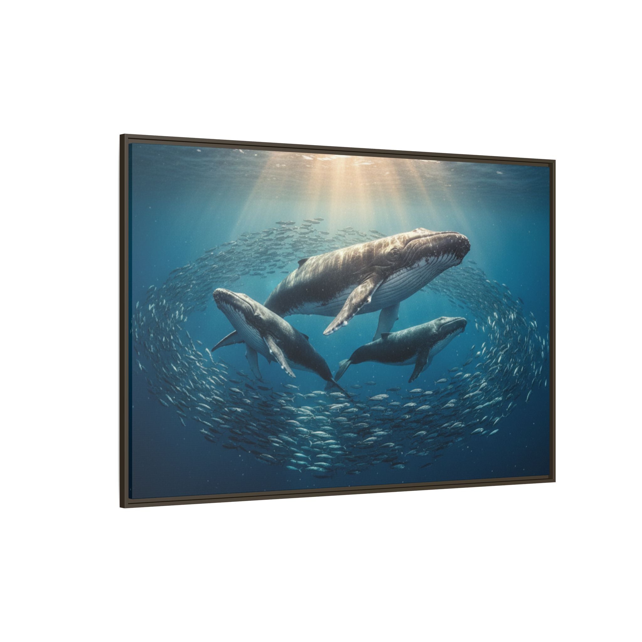 Stunning Whale Family Canvas Wall Art - Framed