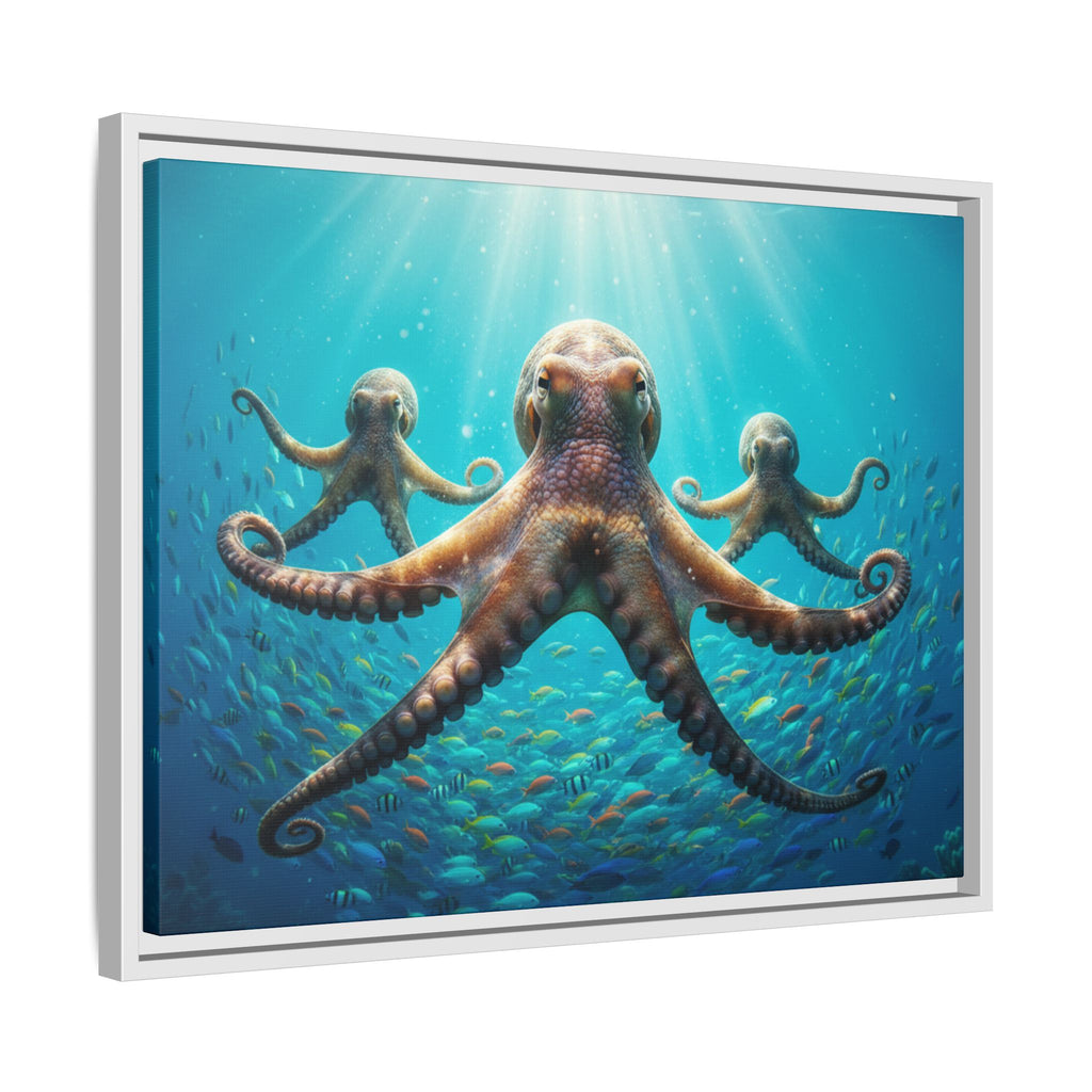 Framed Octopus Art Print — Vibrant Underwater Canvas Wall Decor
