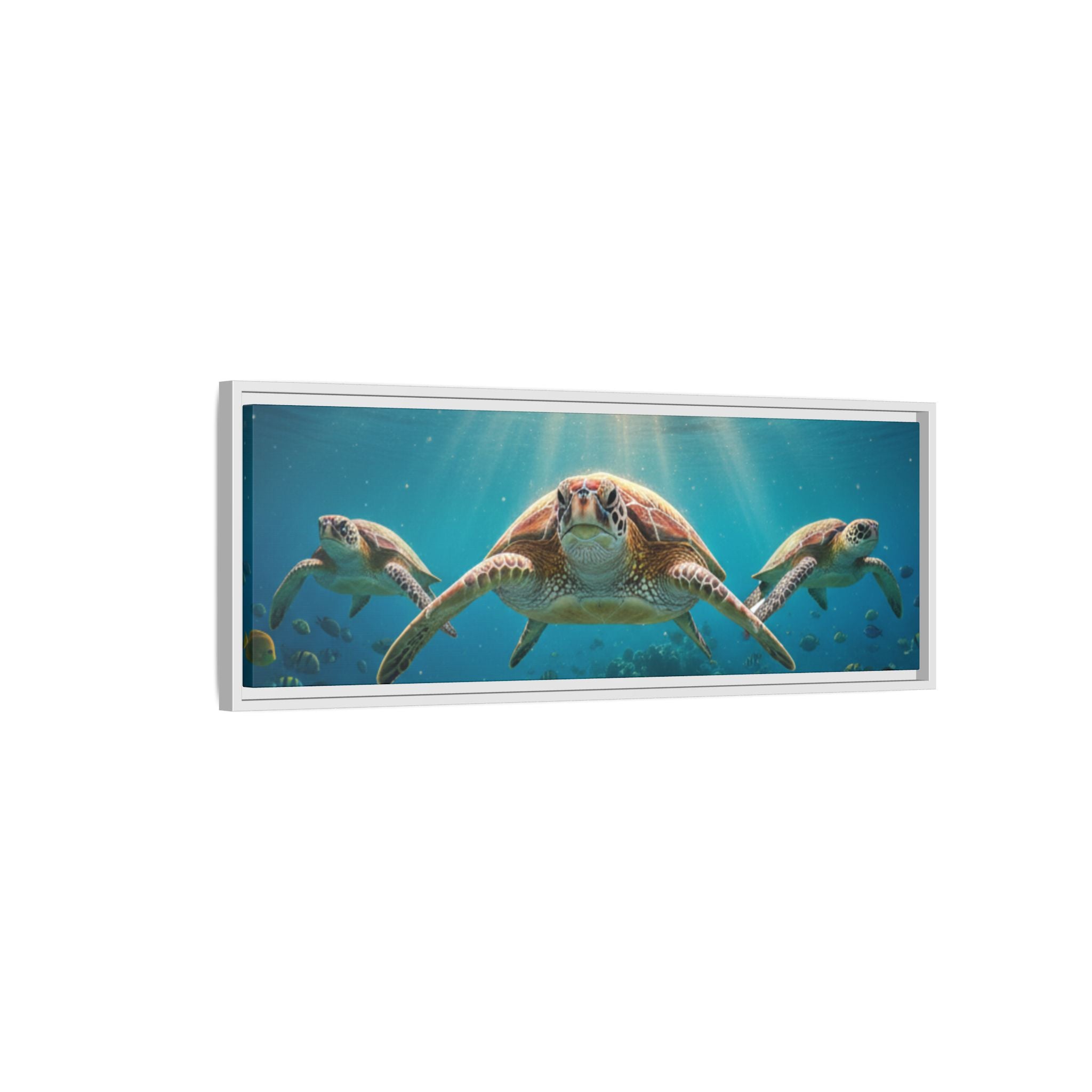 Sea Turtle Ocean Art — Framed Matte Canvas Wall Art