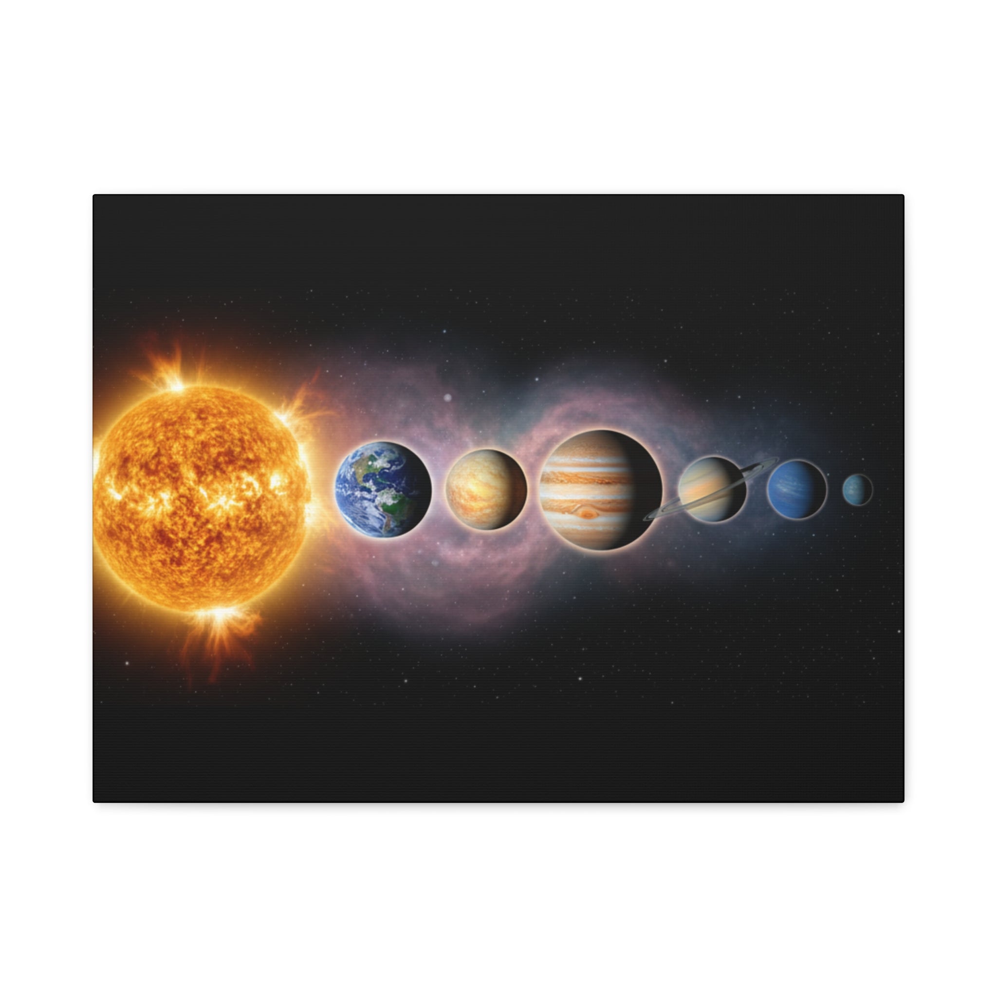 Stunning Solar System Art — Planet Lineup Matte Stretched Wall Art