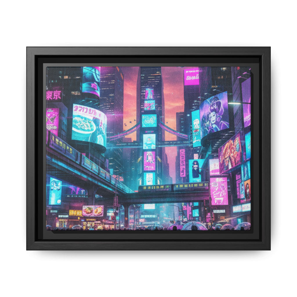 Bright Future Cityscape Vibrant Wall Art  — Framed Cyberpunk Wall Art