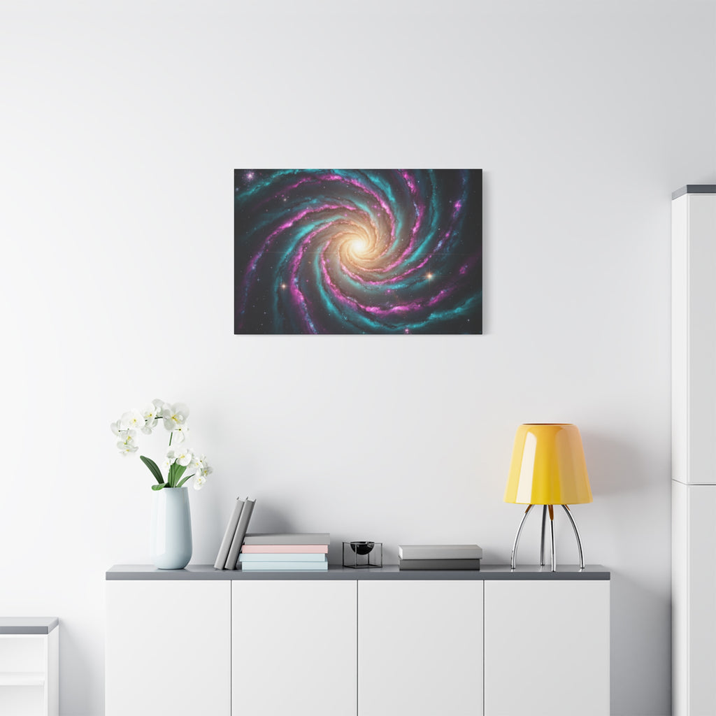 Spiral Galaxy Matte Canvas Wall Art — Vibrant Cosmic Nebula Print