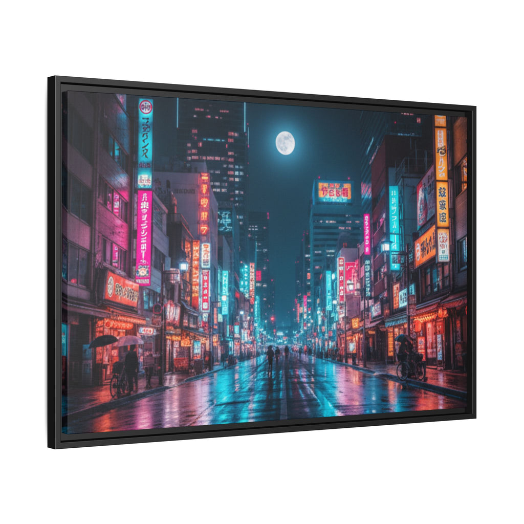 Japan Nightscape Canvas Framed Print