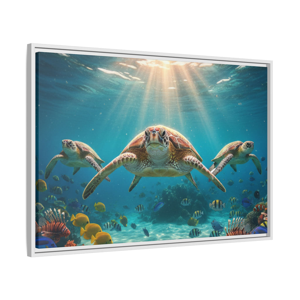 Sea Turtle Ocean Art — Framed Matte Canvas Wall Art