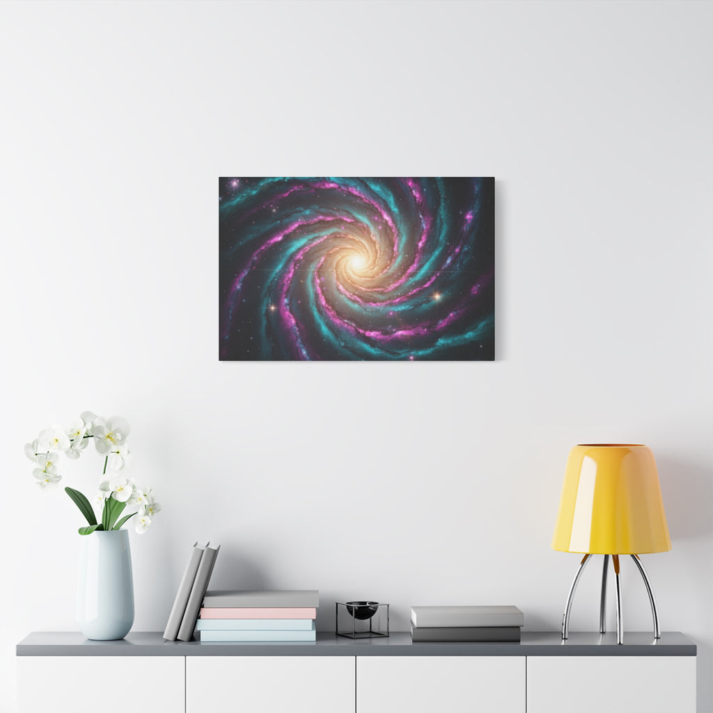 Spiral Galaxy Matte Canvas Wall Art — Vibrant Cosmic Nebula Print