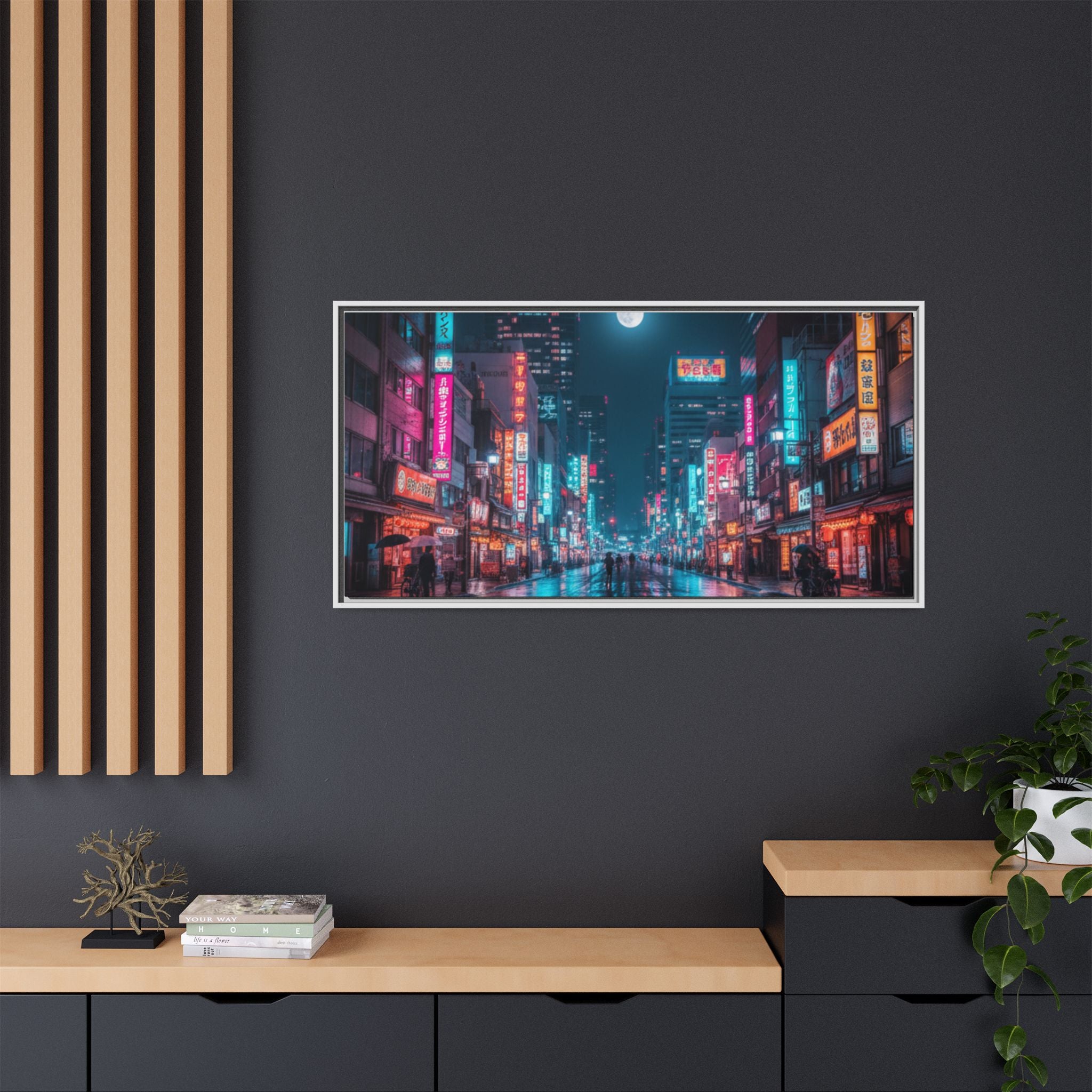 Japan Nightscape Canvas Framed Print