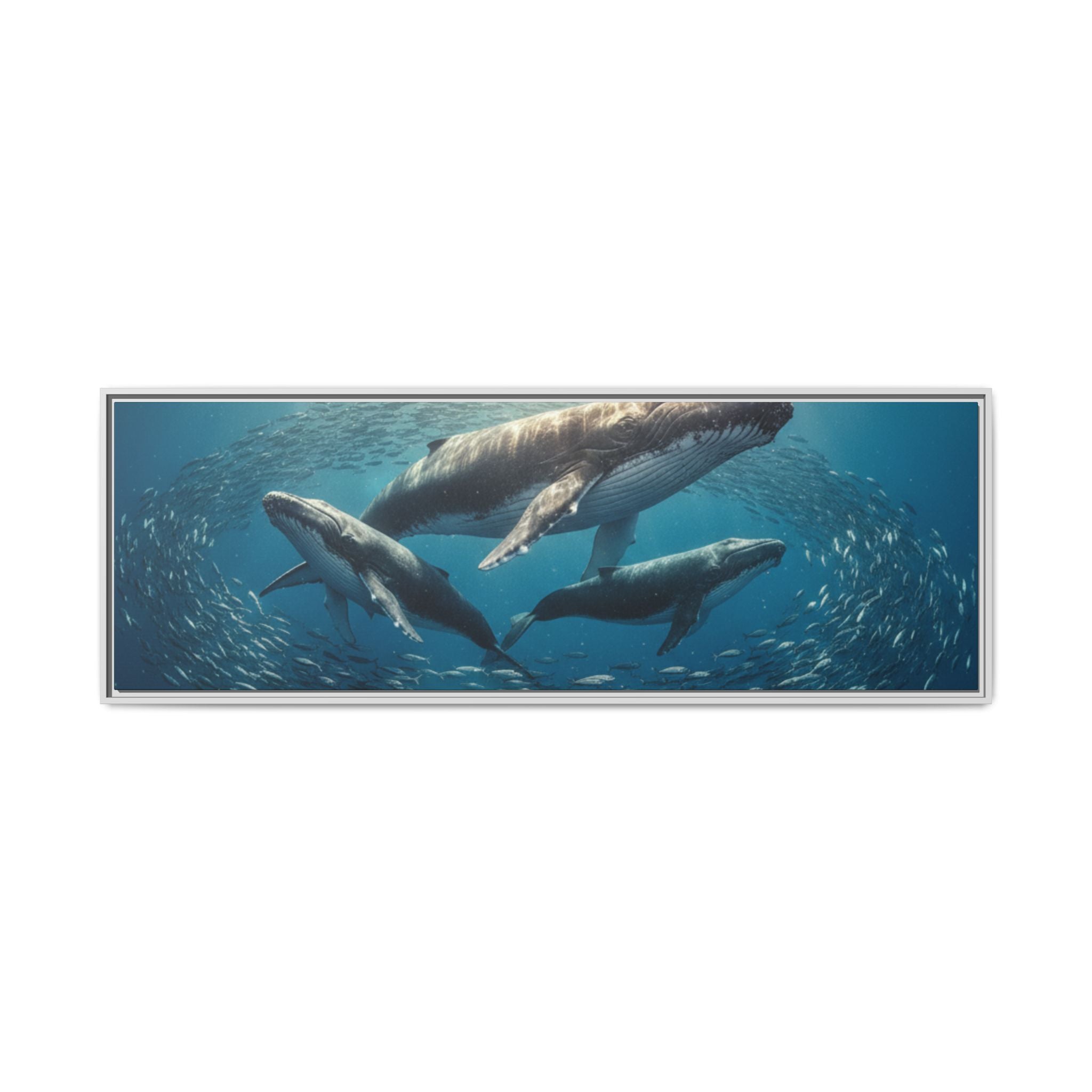 Stunning Whale Family Canvas Wall Art - Framed