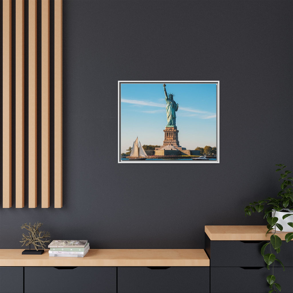 Statue of Liberty Matte Framed Canvas Print — New York City Landmark Wall Art