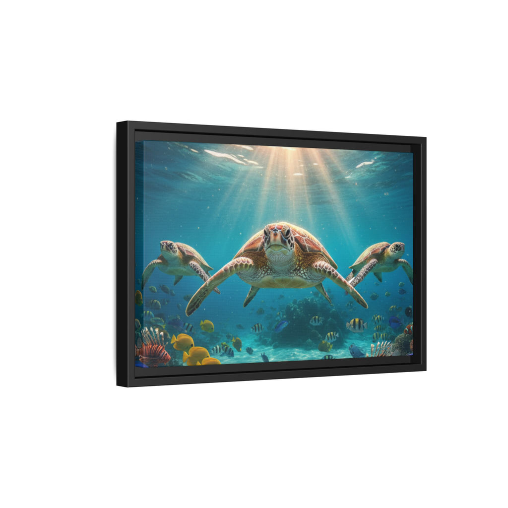 Sea Turtle Ocean Art — Framed Matte Canvas Wall Art