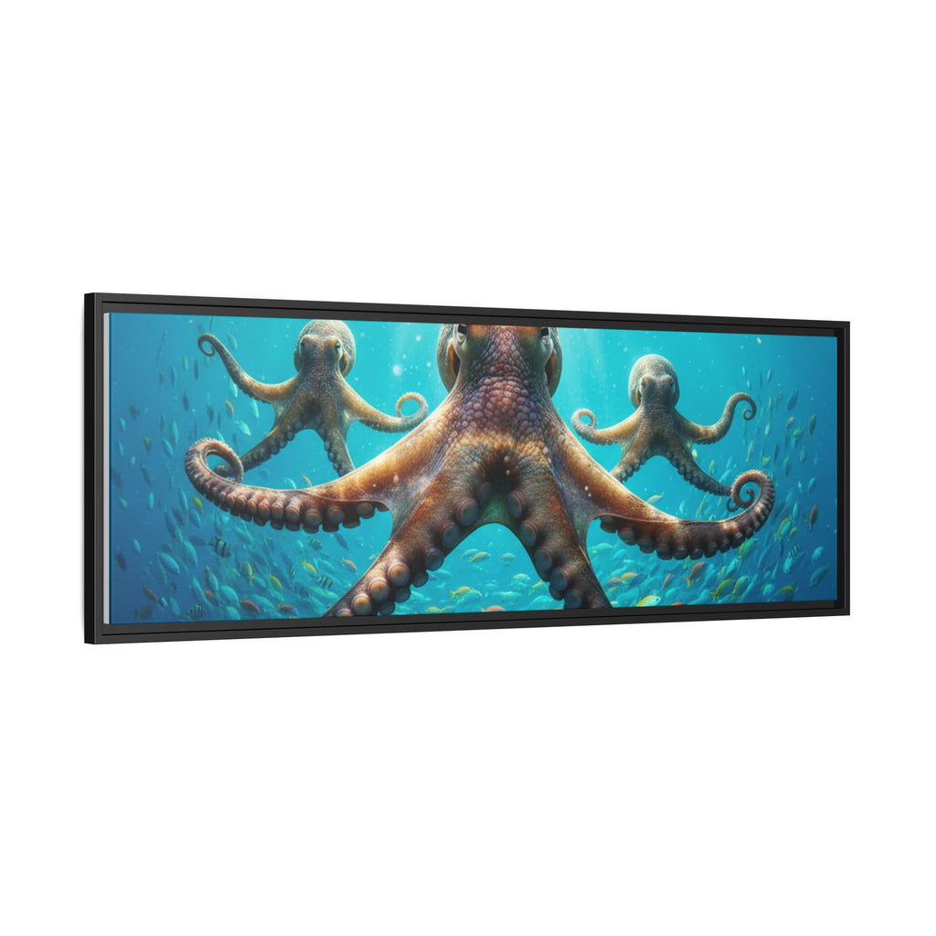 Framed Octopus Art Print — Vibrant Underwater Canvas Wall Decor