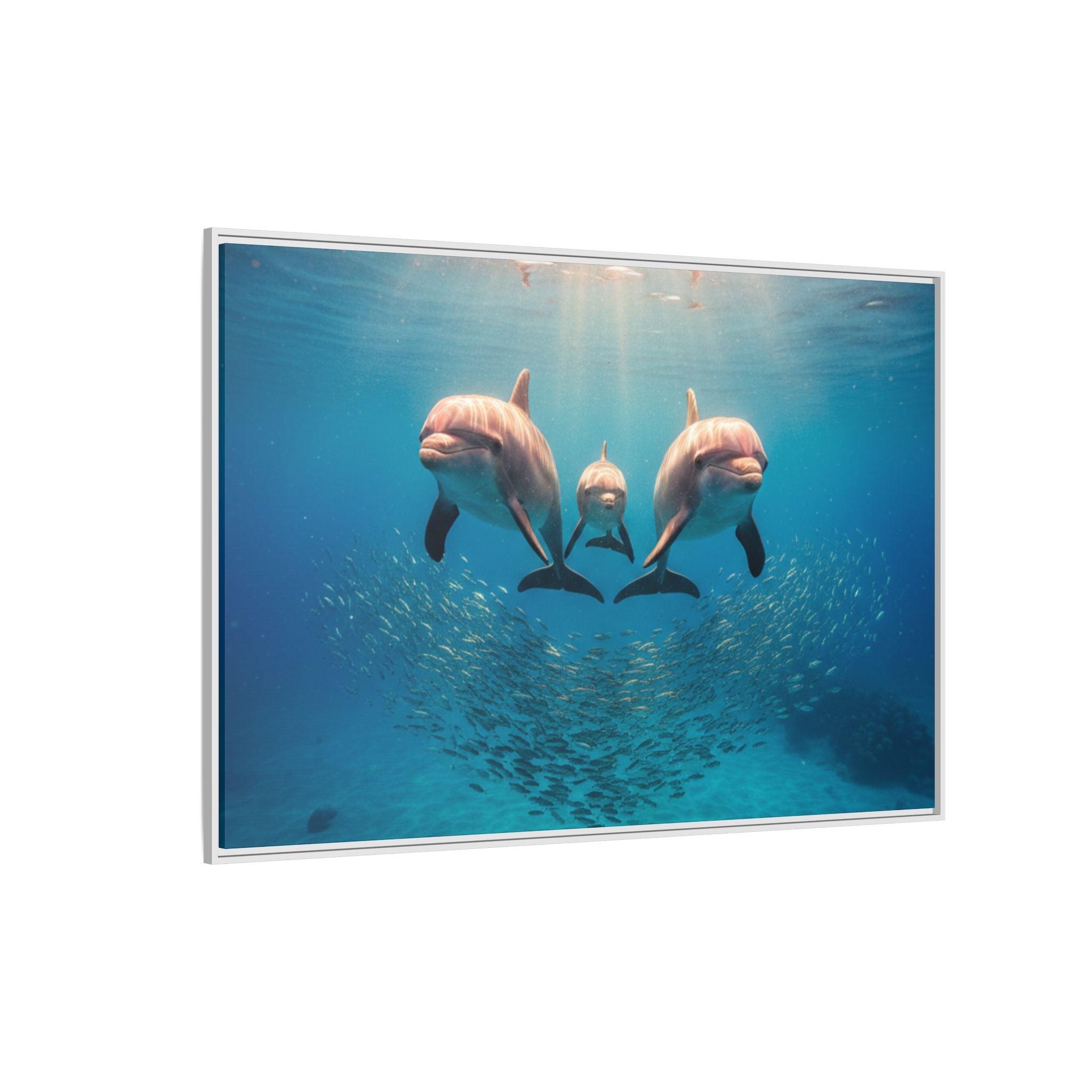 Framed Dolphin Canvas Print — Matte Ocean Wall Art
