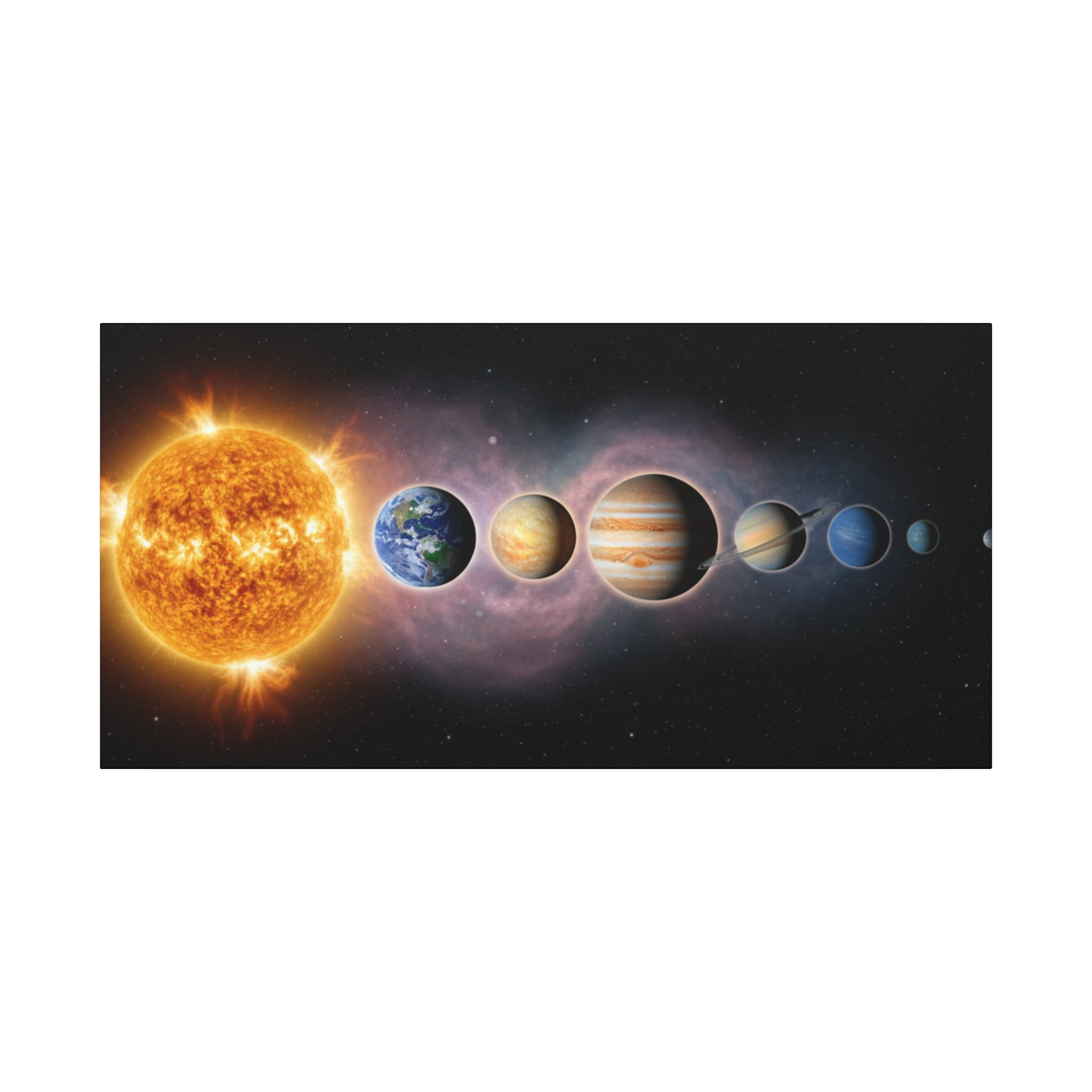 Stunning Solar System Art — Planet Lineup Matte Stretched Wall Art