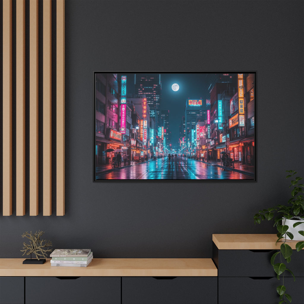 Japan Nightscape Canvas Framed Print