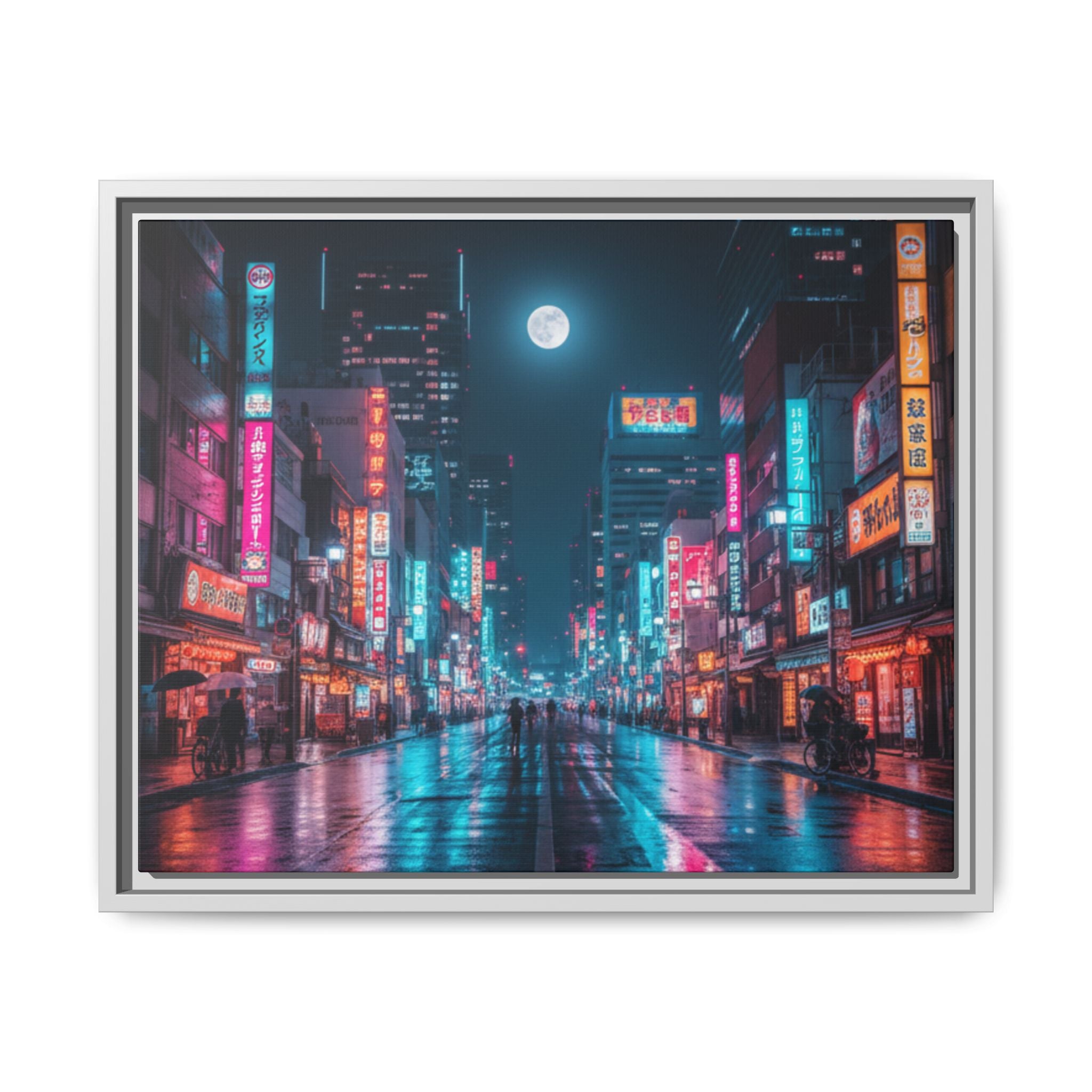 Japan Nightscape Canvas Framed Print