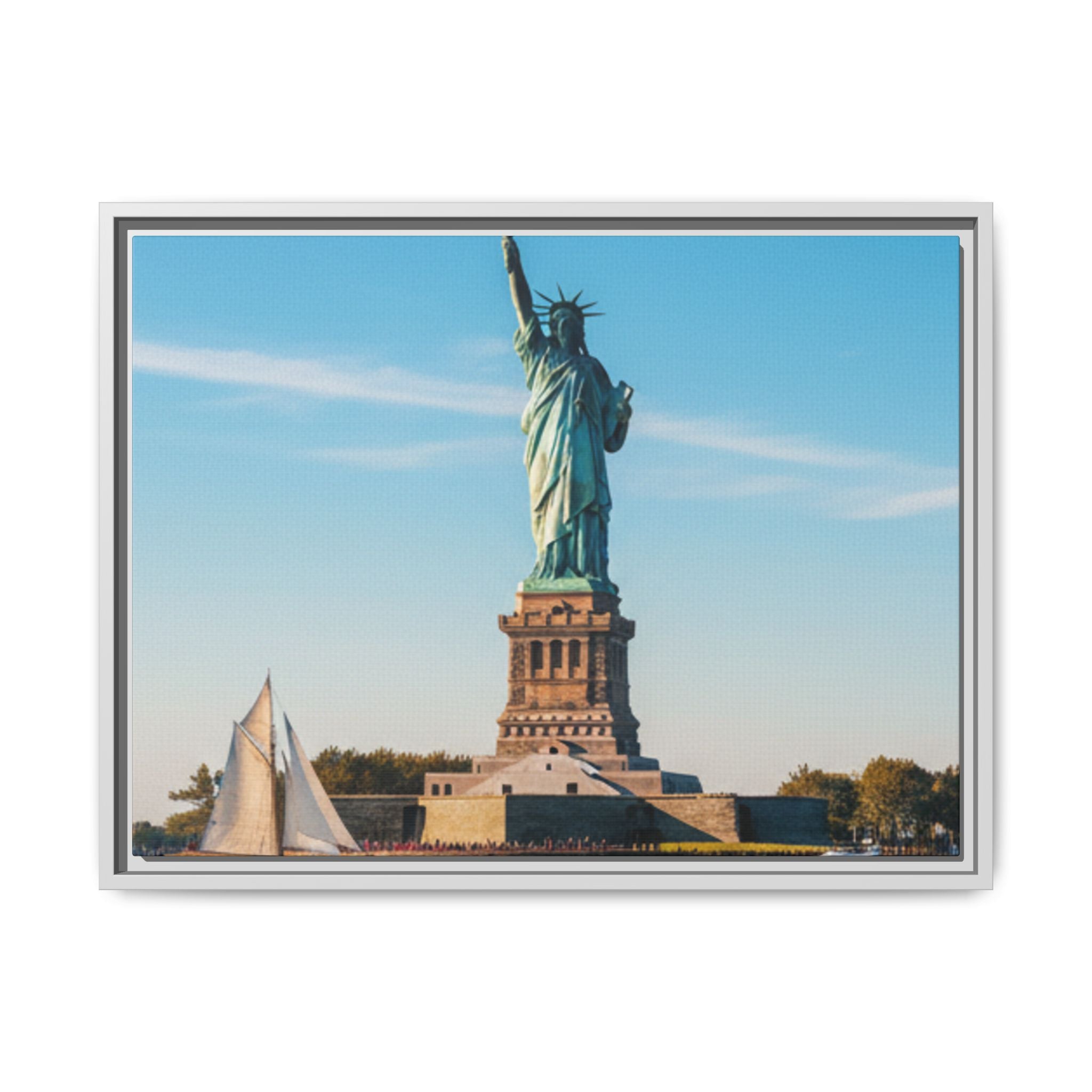 Statue of Liberty Matte Framed Canvas Print — New York City Landmark Wall Art