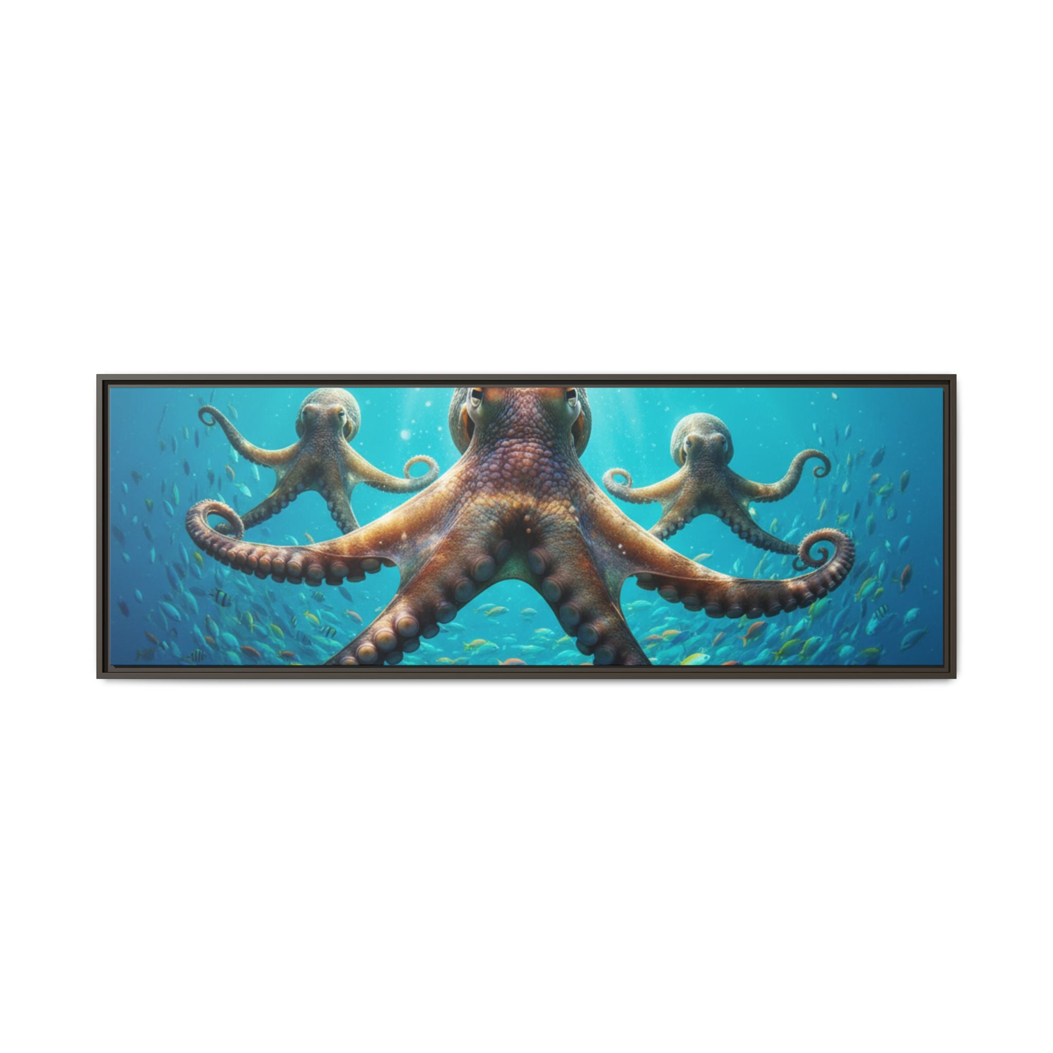 Framed Octopus Art Print — Vibrant Underwater Canvas Wall Decor
