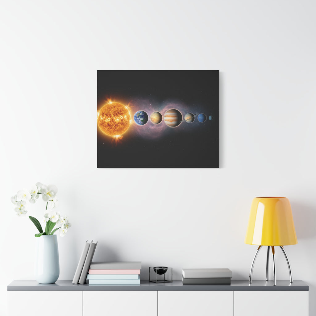 Stunning Solar System Art — Planet Lineup Matte Stretched Wall Art