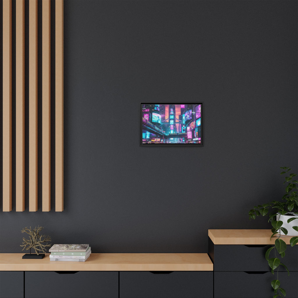 Bright Future Cityscape Vibrant Wall Art  — Framed Cyberpunk Wall Art