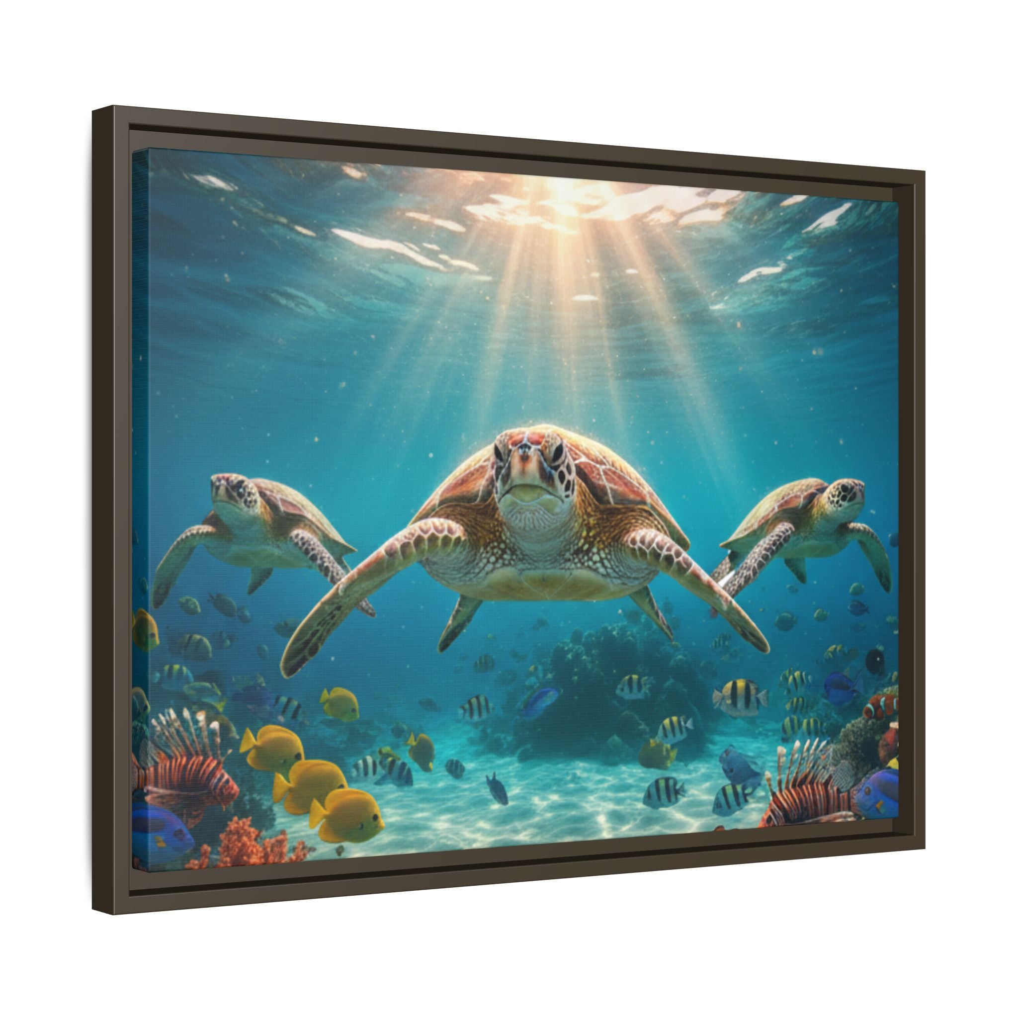 Sea Turtle Ocean Art — Framed Matte Canvas Wall Art