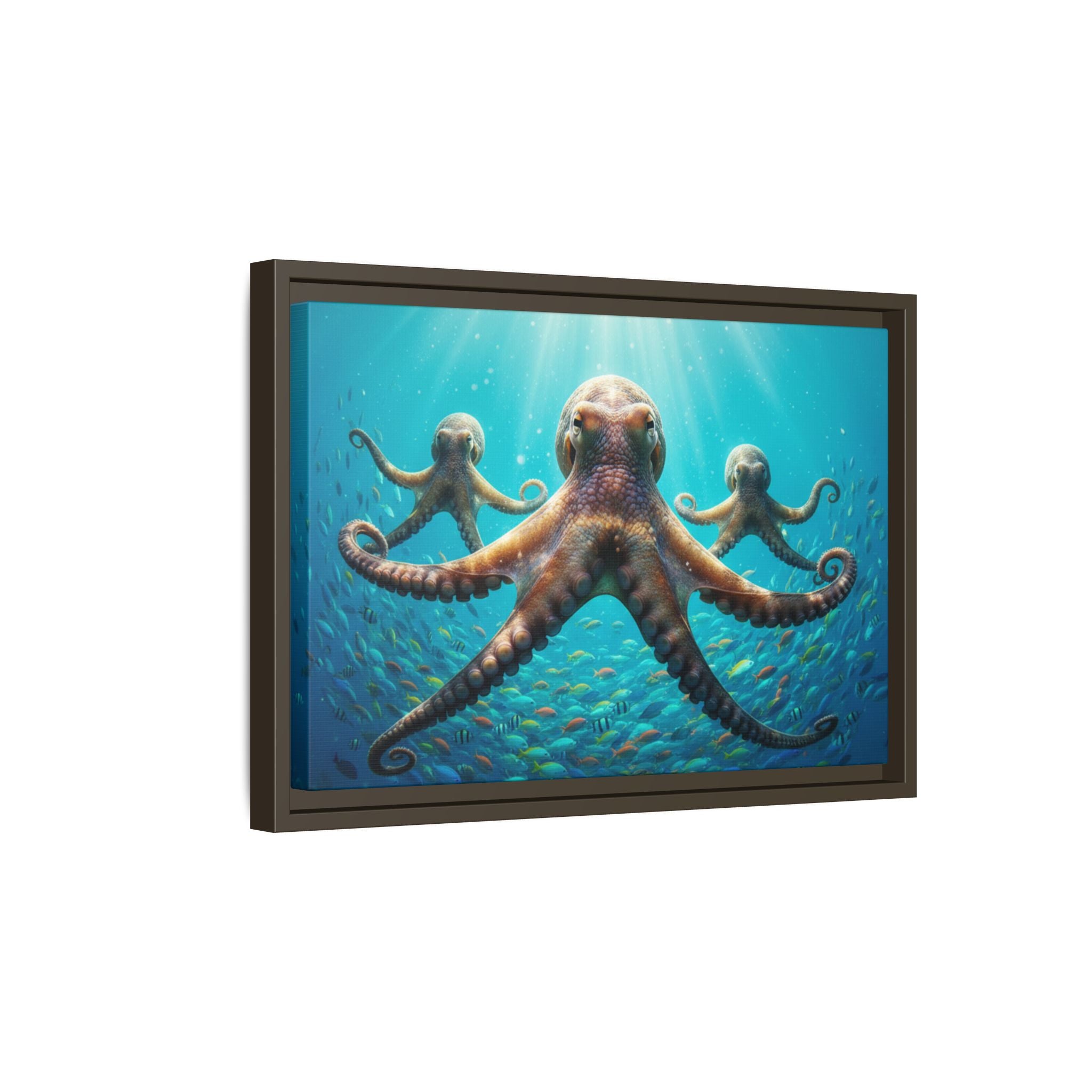Framed Octopus Art Print — Vibrant Underwater Canvas Wall Decor