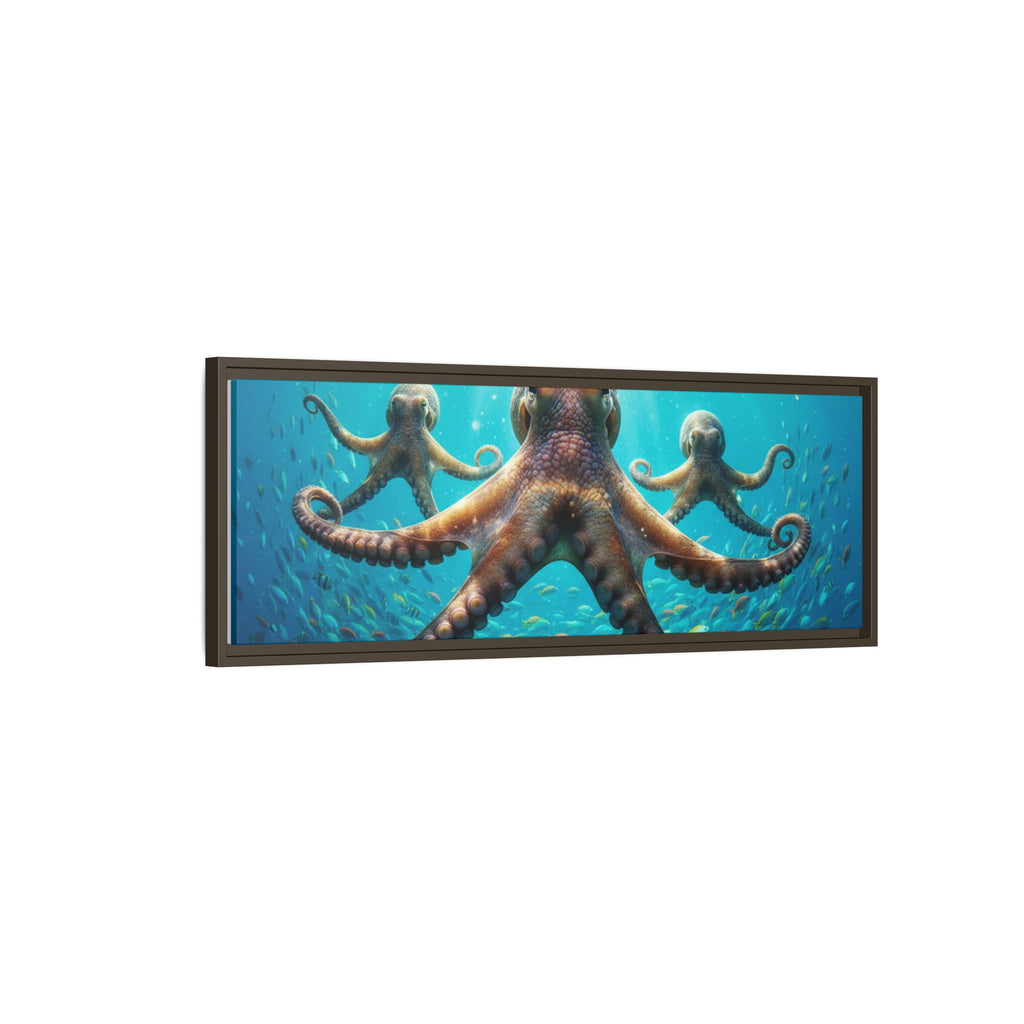 Framed Octopus Art Print — Vibrant Underwater Canvas Wall Decor