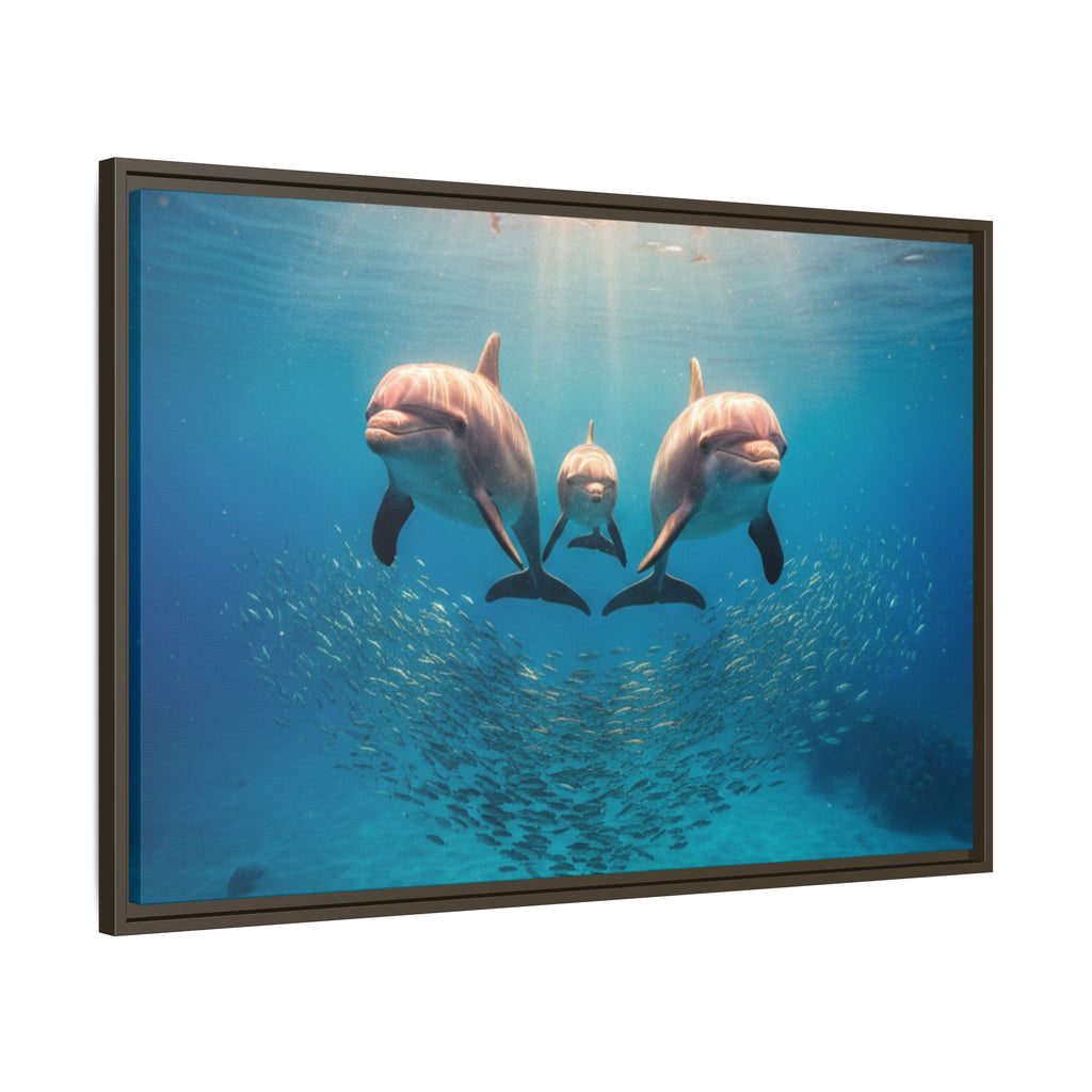 Framed Dolphin Canvas Print — Matte Ocean Wall Art
