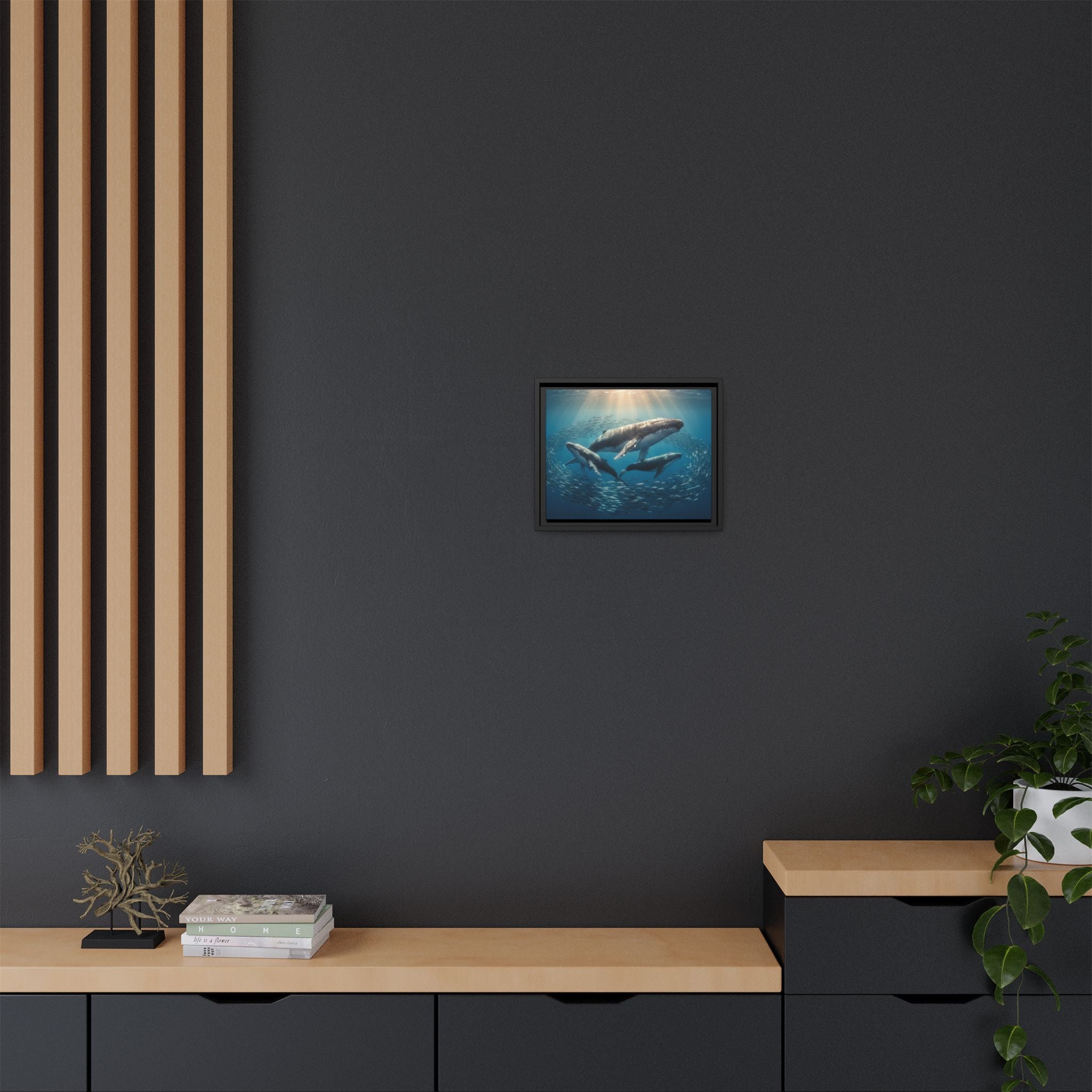 Stunning Whale Family Canvas Wall Art - Framed