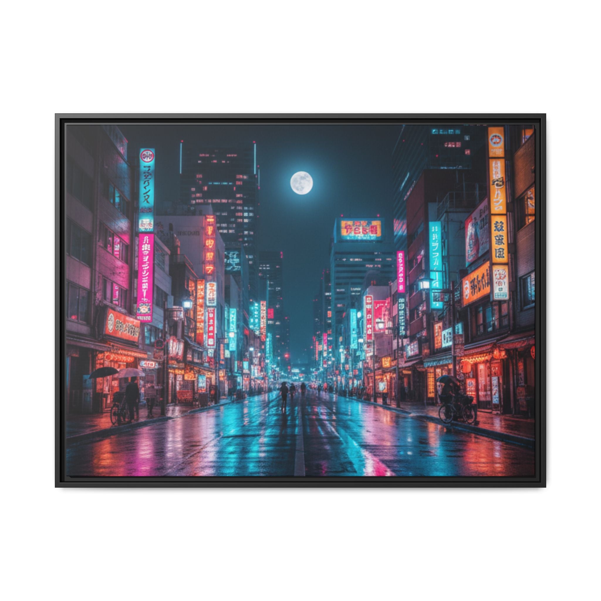 Japan Nightscape Canvas Framed Print