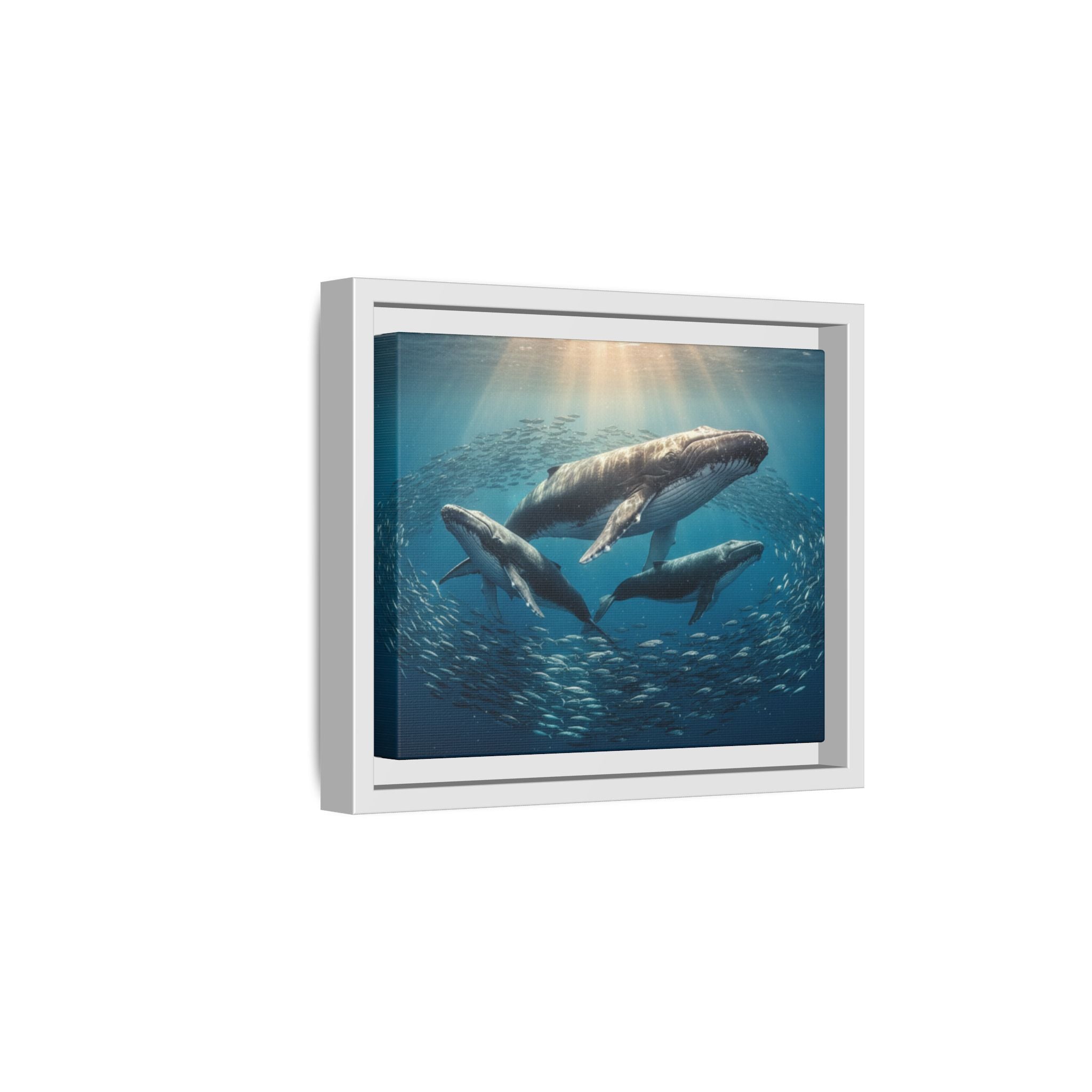 Stunning Whale Family Canvas Wall Art - Framed