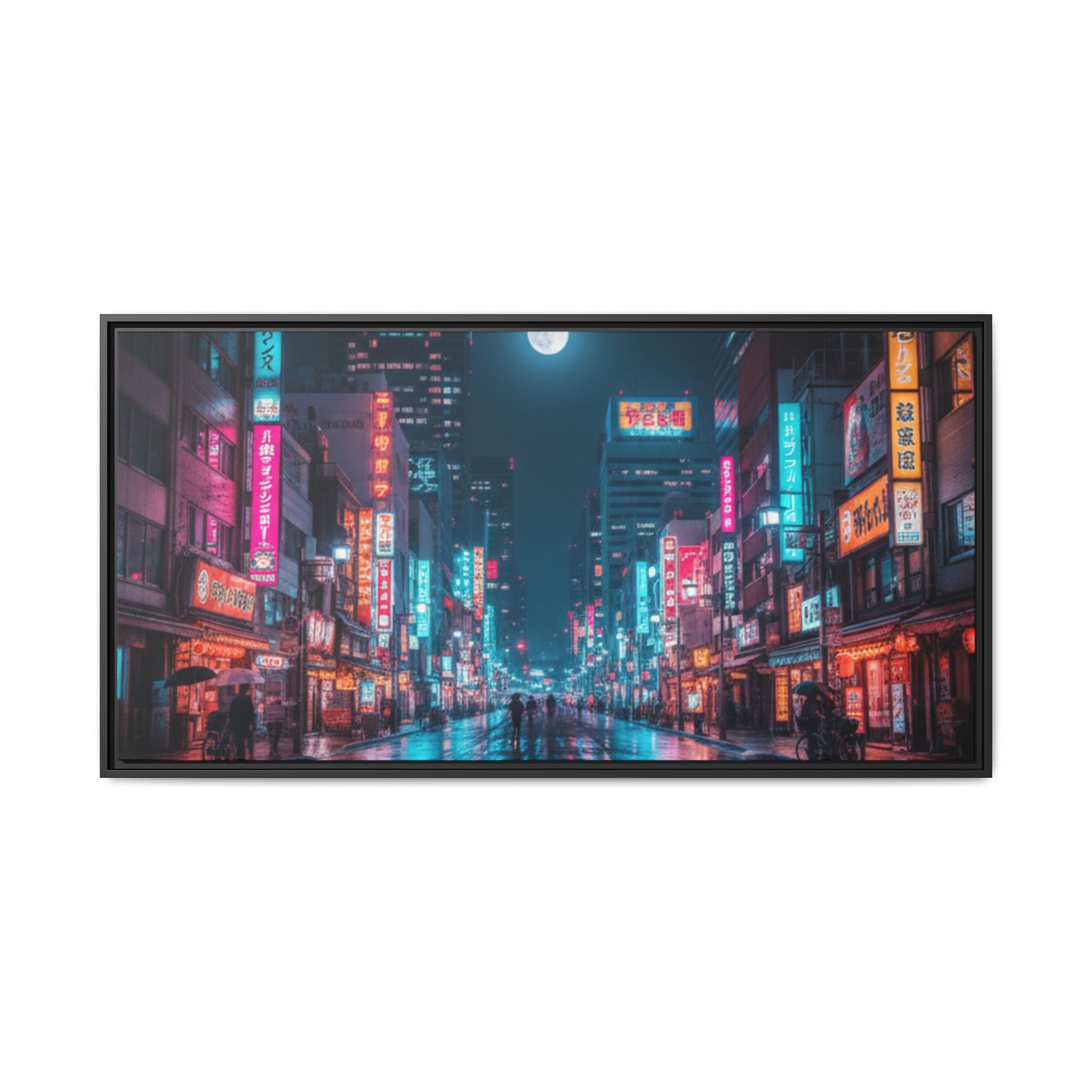 Japan Nightscape Canvas Framed Print