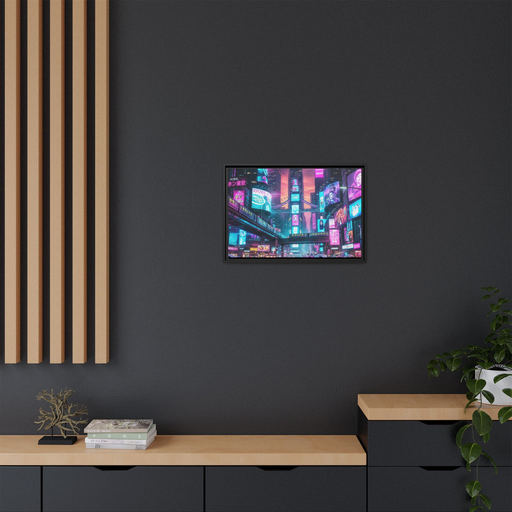 Bright Future Cityscape Vibrant Wall Art  — Framed Cyberpunk Wall Art