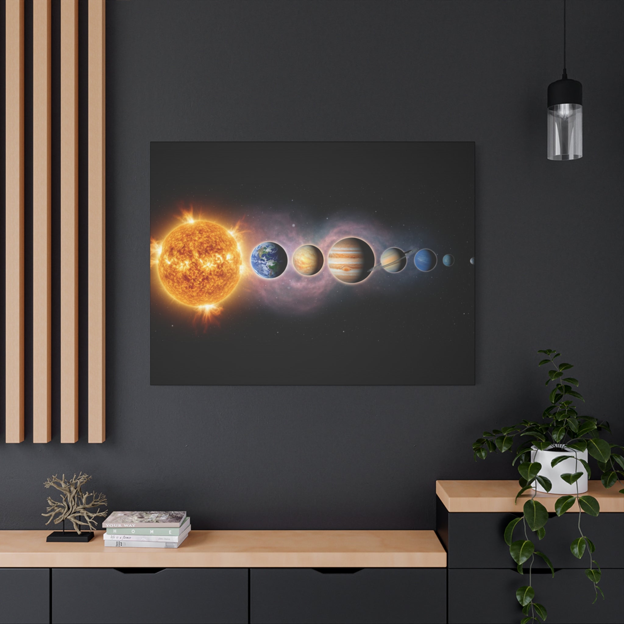 Stunning Solar System Art — Planet Lineup Matte Stretched Wall Art