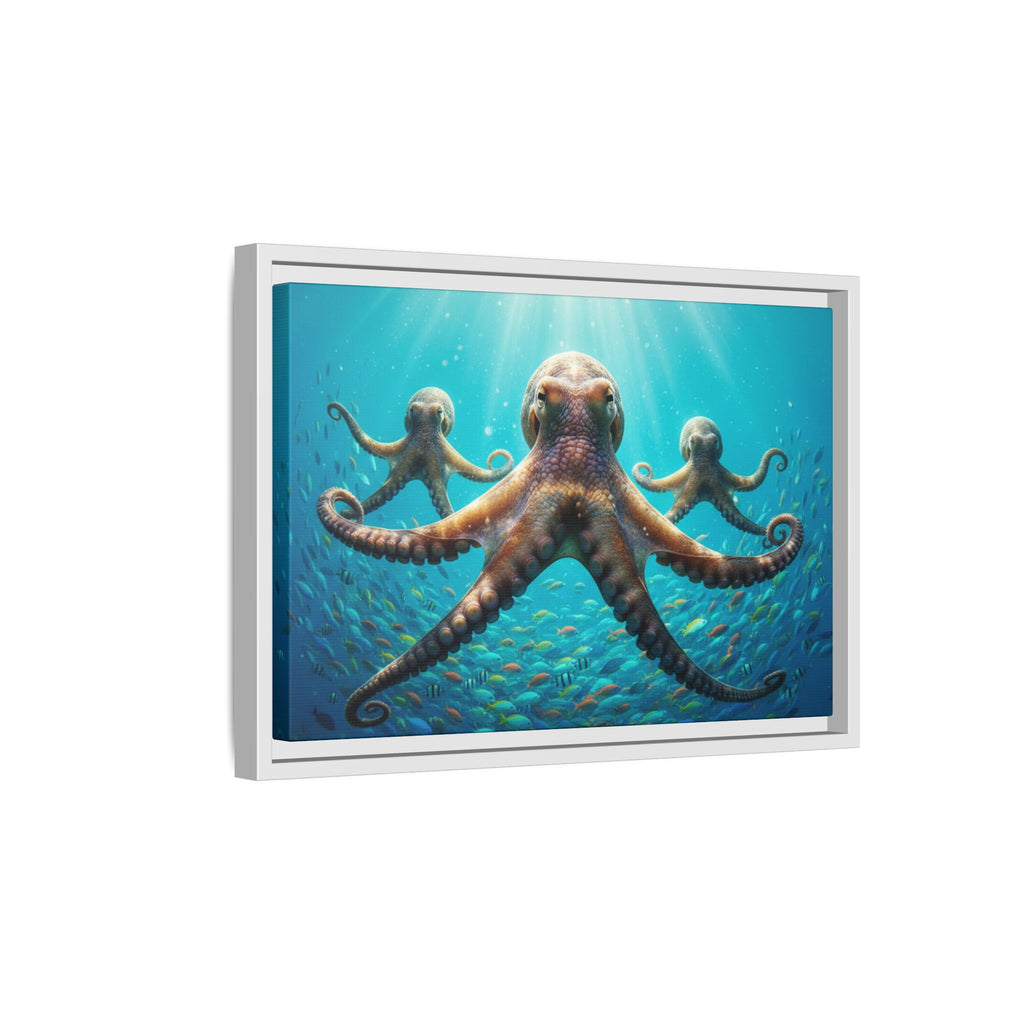 Framed Octopus Art Print — Vibrant Underwater Canvas Wall Decor