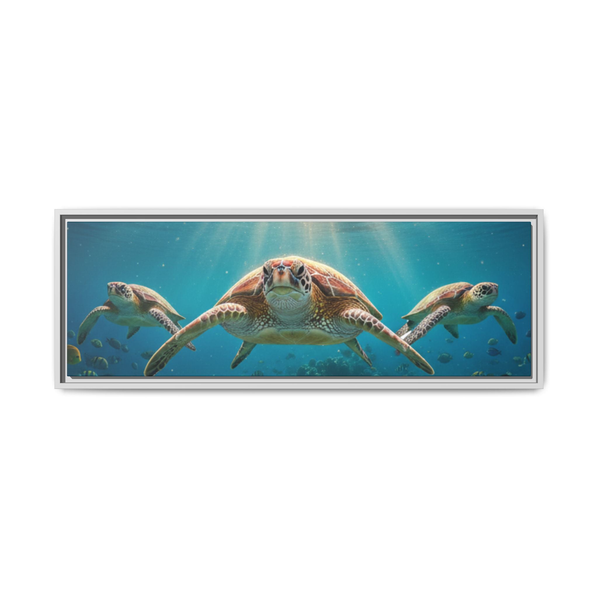 Sea Turtle Ocean Art — Framed Matte Canvas Wall Art