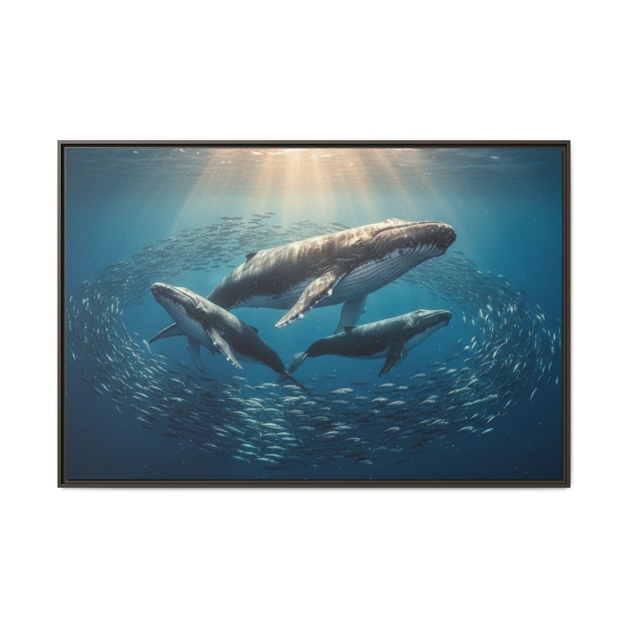 Stunning Whale Family Canvas Wall Art - Framed