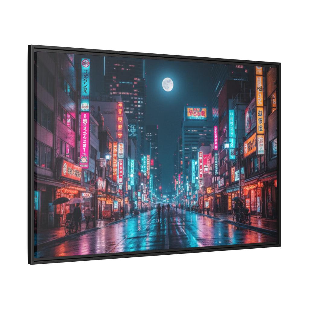 Japan Nightscape Canvas Framed Print