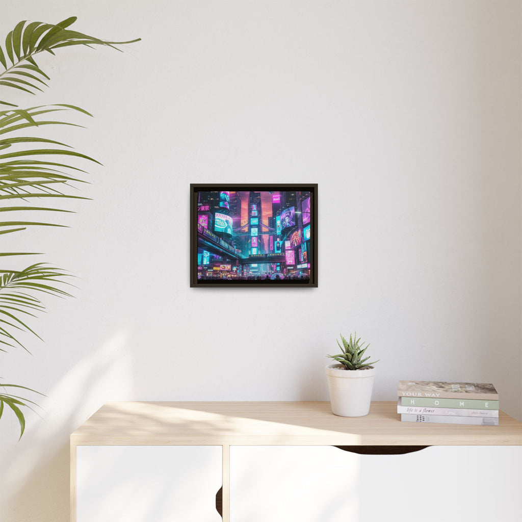 Bright Future Cityscape Vibrant Wall Art  — Framed Cyberpunk Wall Art